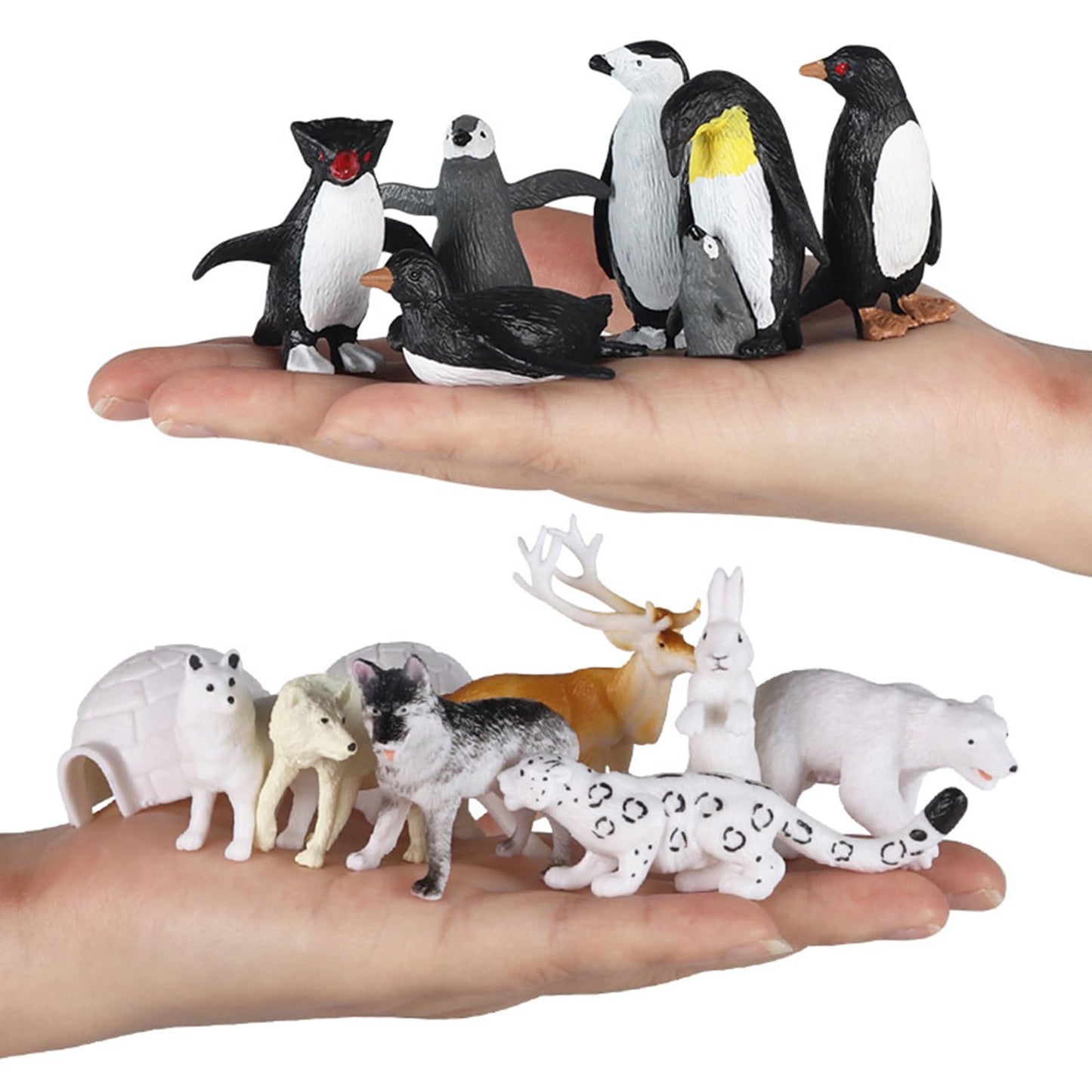 RCOMG 26pcs Arctic Animal Figurines — Realistic Polar Bear, Caribou, Penguin & Arctic Wolf | Educational Mini Figures
