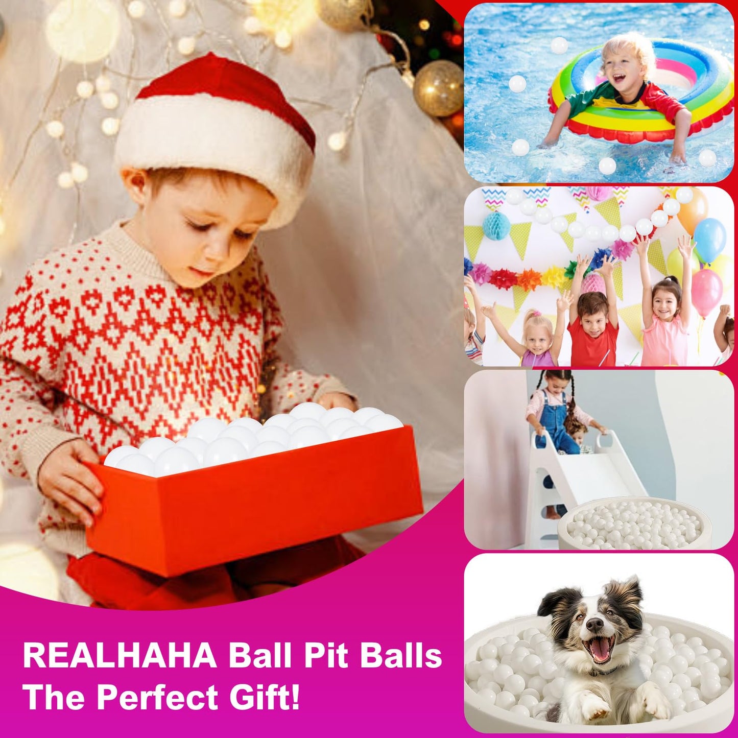 Realhaha Ball Pit Balls – 100 Safe 2.16in Play Balls for Pits, Tents & Pools | White