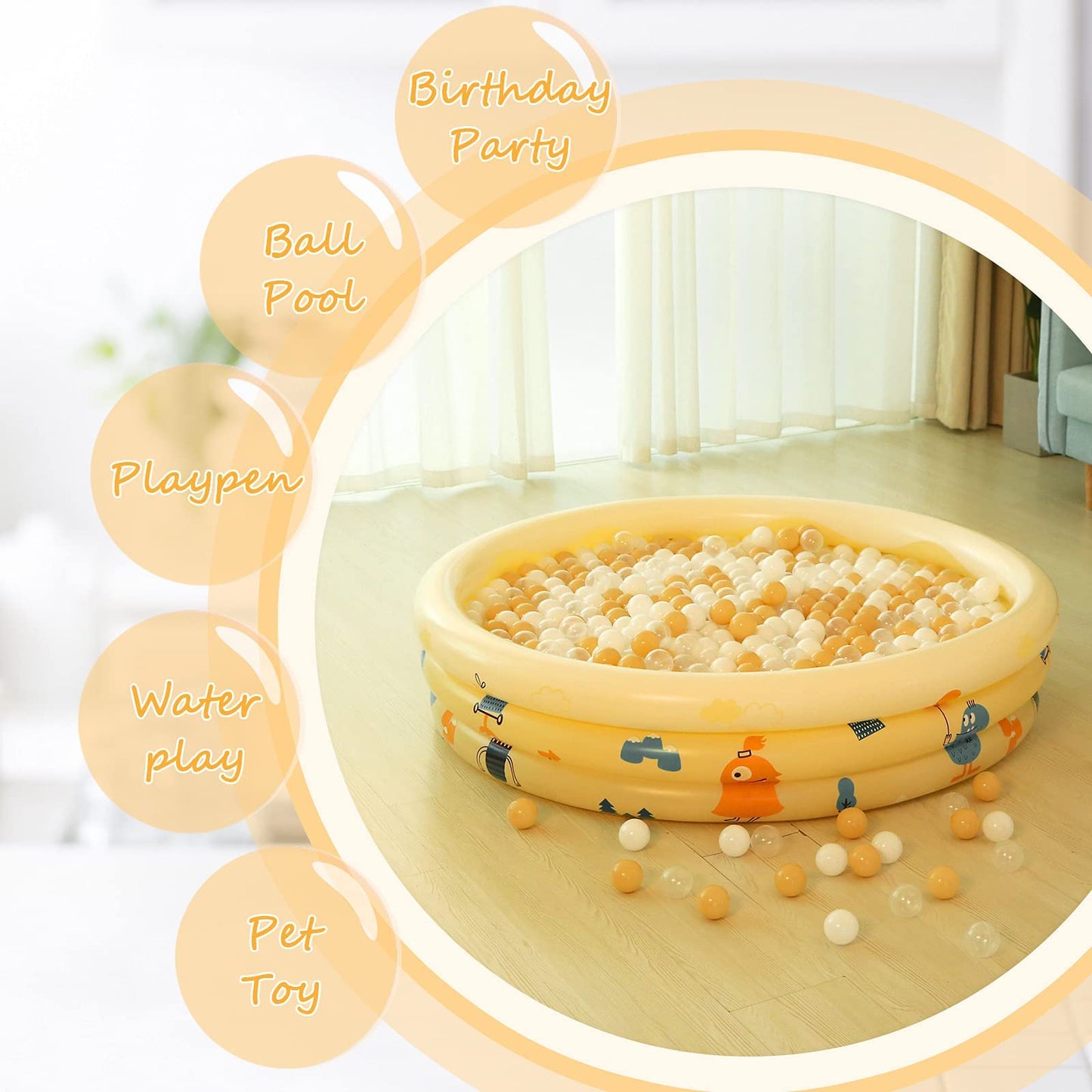 Realhaha Ball Pit Balls – 100 Safe Play Balls for Ball Pits (Milktea White)