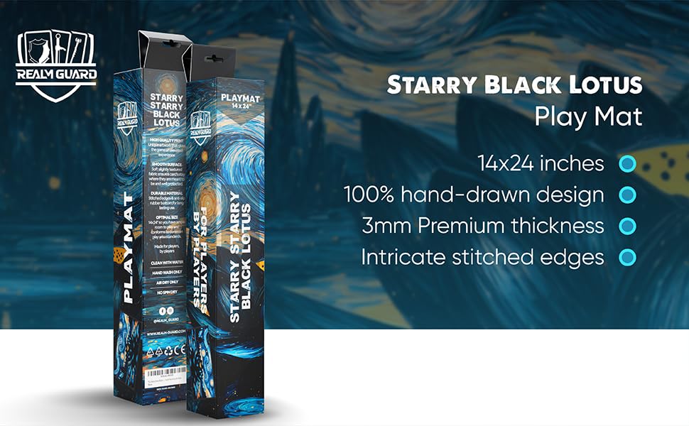 Realm Guard - 14x24 TCG/MTG Playmat (Starry Starry Black Lotus)
