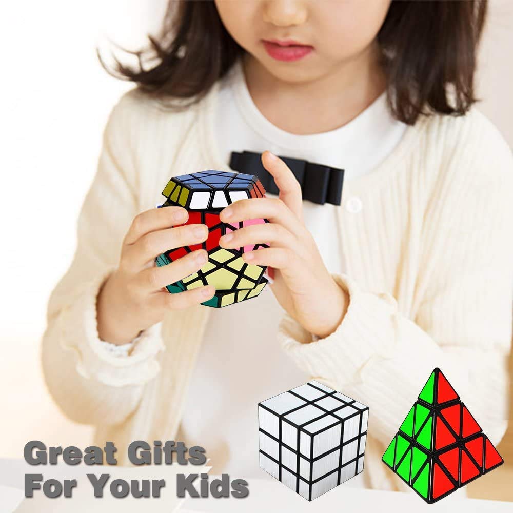 R RECOMFIT 13-Pack Speed Cube Set | Megaminx, Mirror, Pyramid, Angle Wheel & Square King Puzzles for Kids & Adults