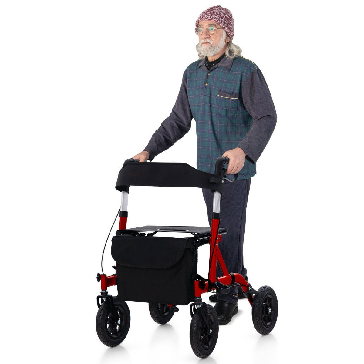 Foldable Rolling Walker with Seat-Black