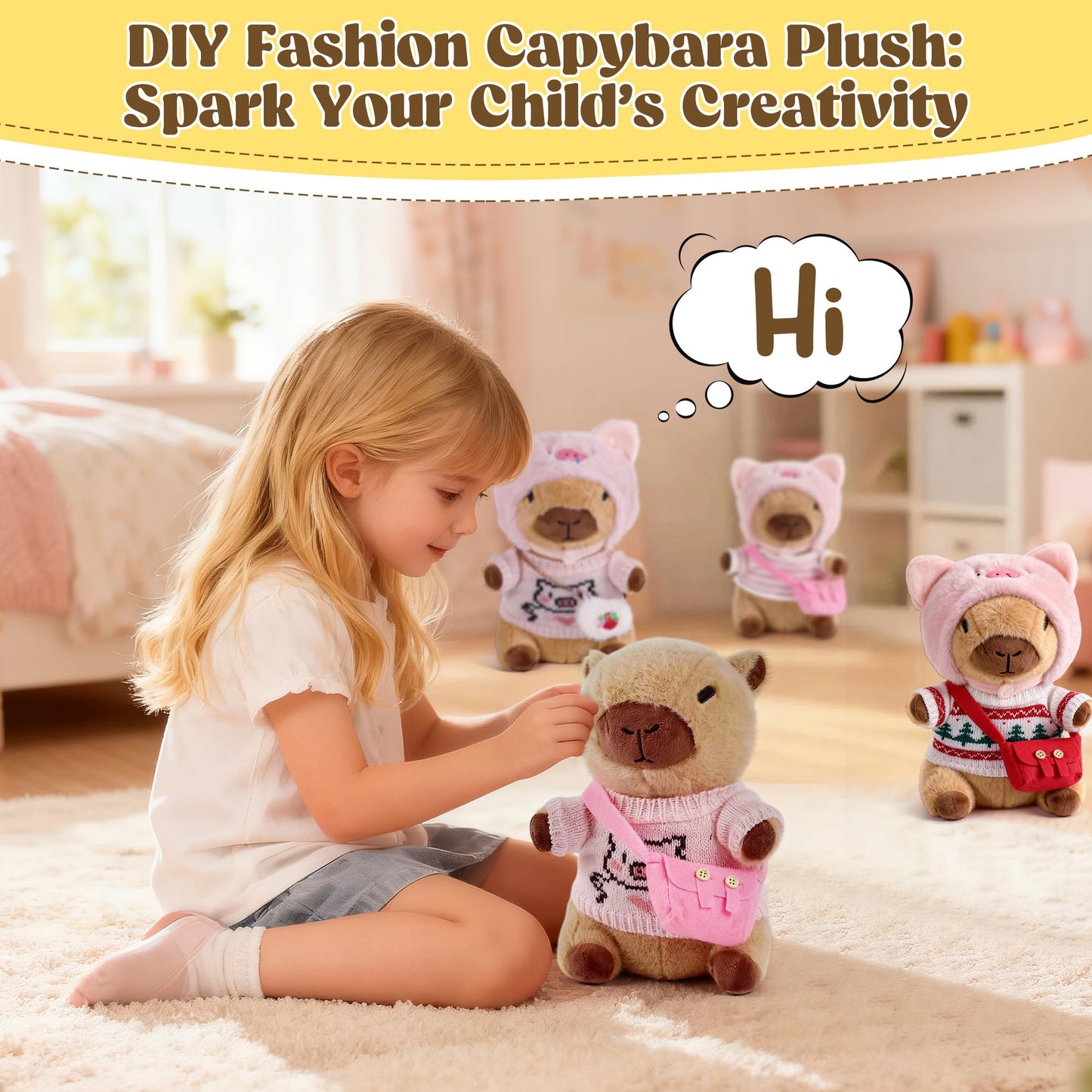 redaica Capybara Plush Dress-Up Set – 9-Piece Clothes & Accessories for Kids