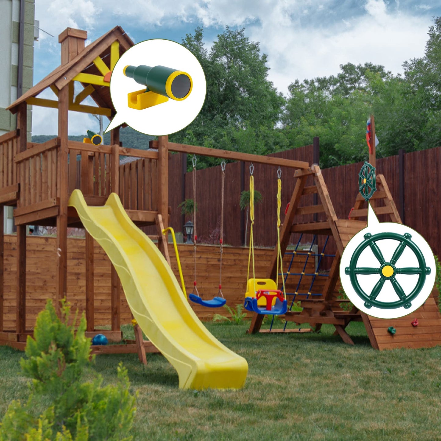 RedSwing Playground Accessories for Kids – Pirate Wheel and Telescope, Easy Setup