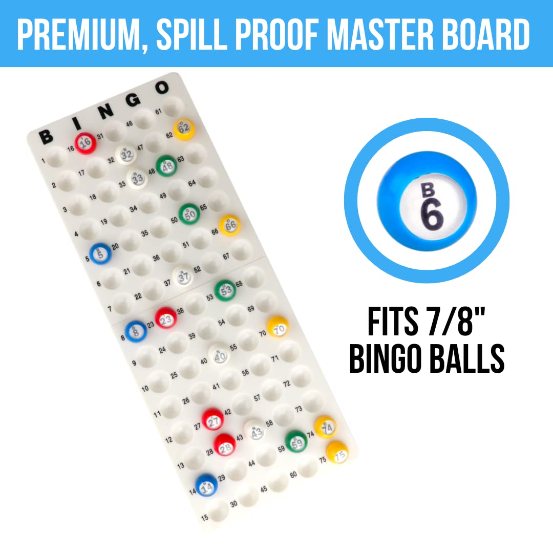Regal Bingo Professional Set: 11-Inch Wheel Cage, 75 Balls, Master Board, 18 Standard Cards & 25 Jumbo Reusable Cards, Colorful Chips - Large Group Bingo for Adults - Red
