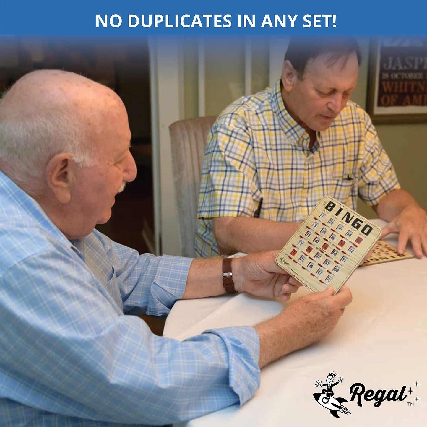 Regal Bingo Bulk Cards with Sliding Windows – 10 Pack, Reusable Woodgrain Cards
