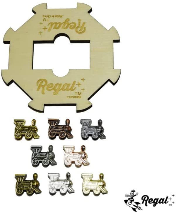 Regal Games Mexican Train Double 15 Dominoes Set – 136 Tiles, 8 Metal Trains, 2-8 Players, Ages 8+