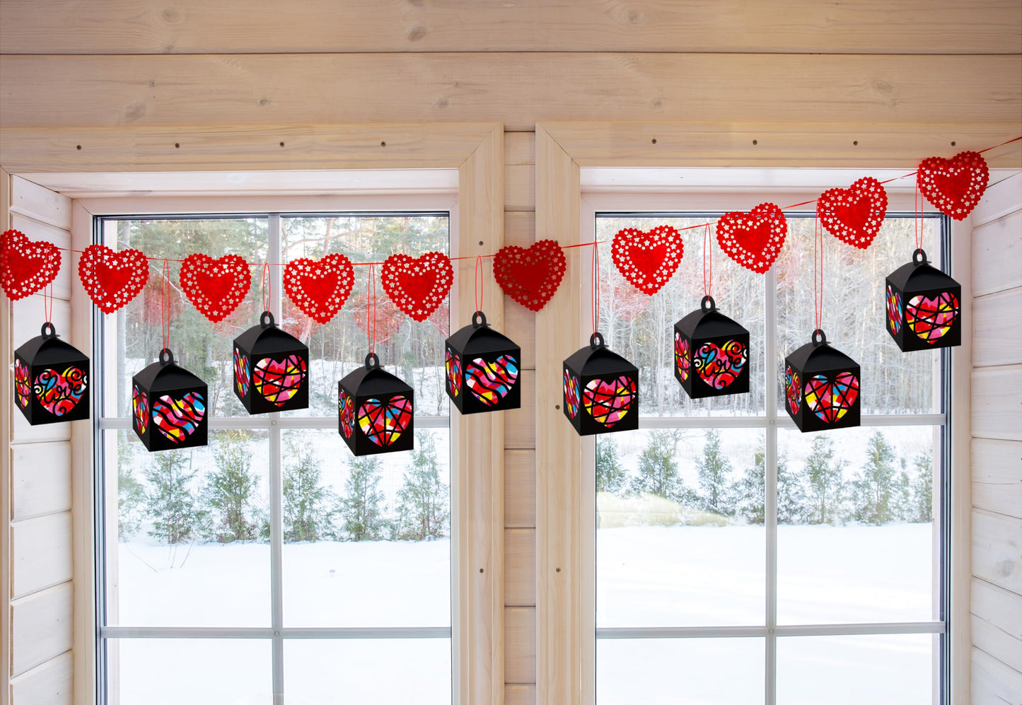Renbuzhu 17PCS Valentines Day Craft Kit – DIY Heart Lanterns for Classrooms & Family Fun