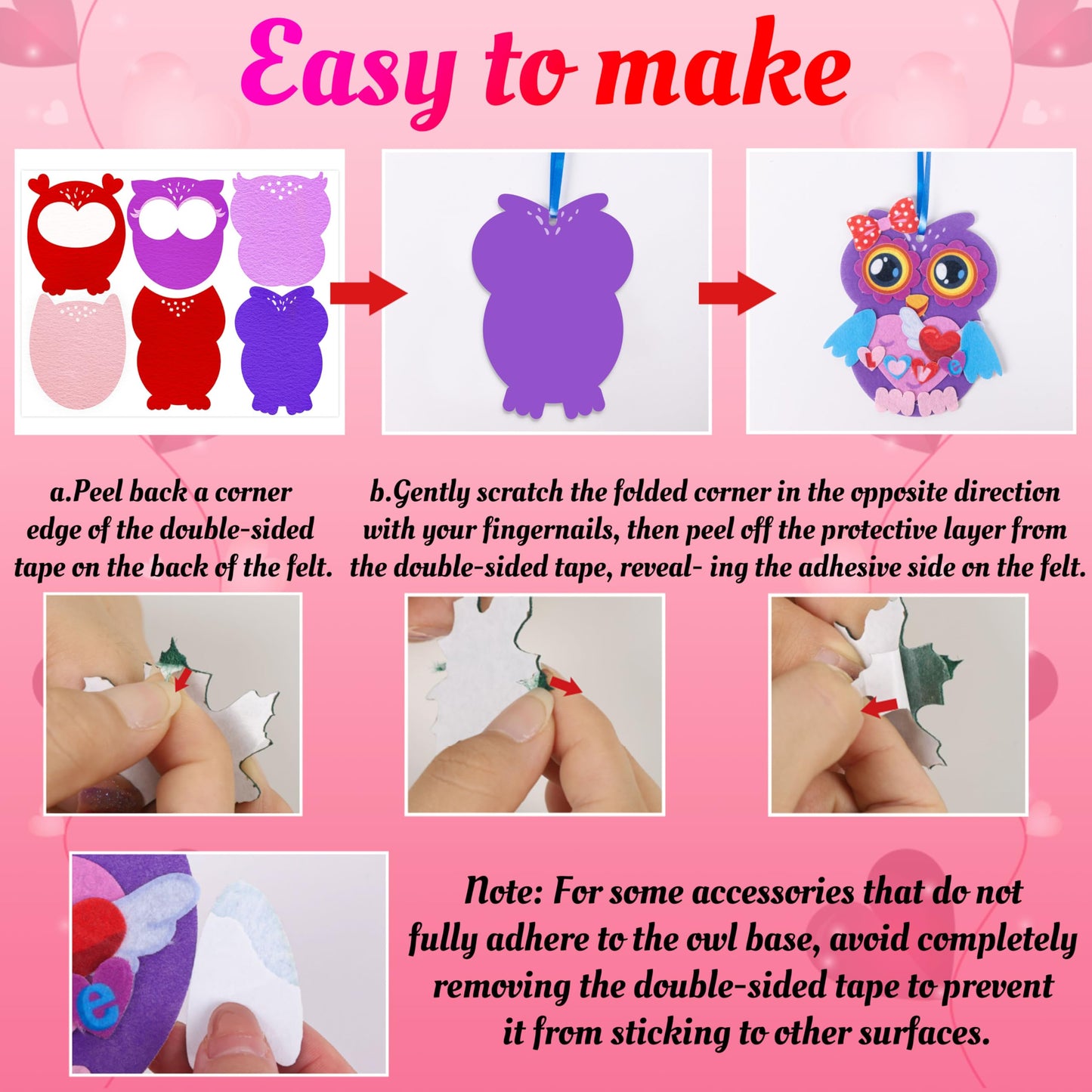Renbuzhu 30-Set Valentines Day Owl Crafts Kit for Kids – DIY Heart Art Gift for Classrooms
