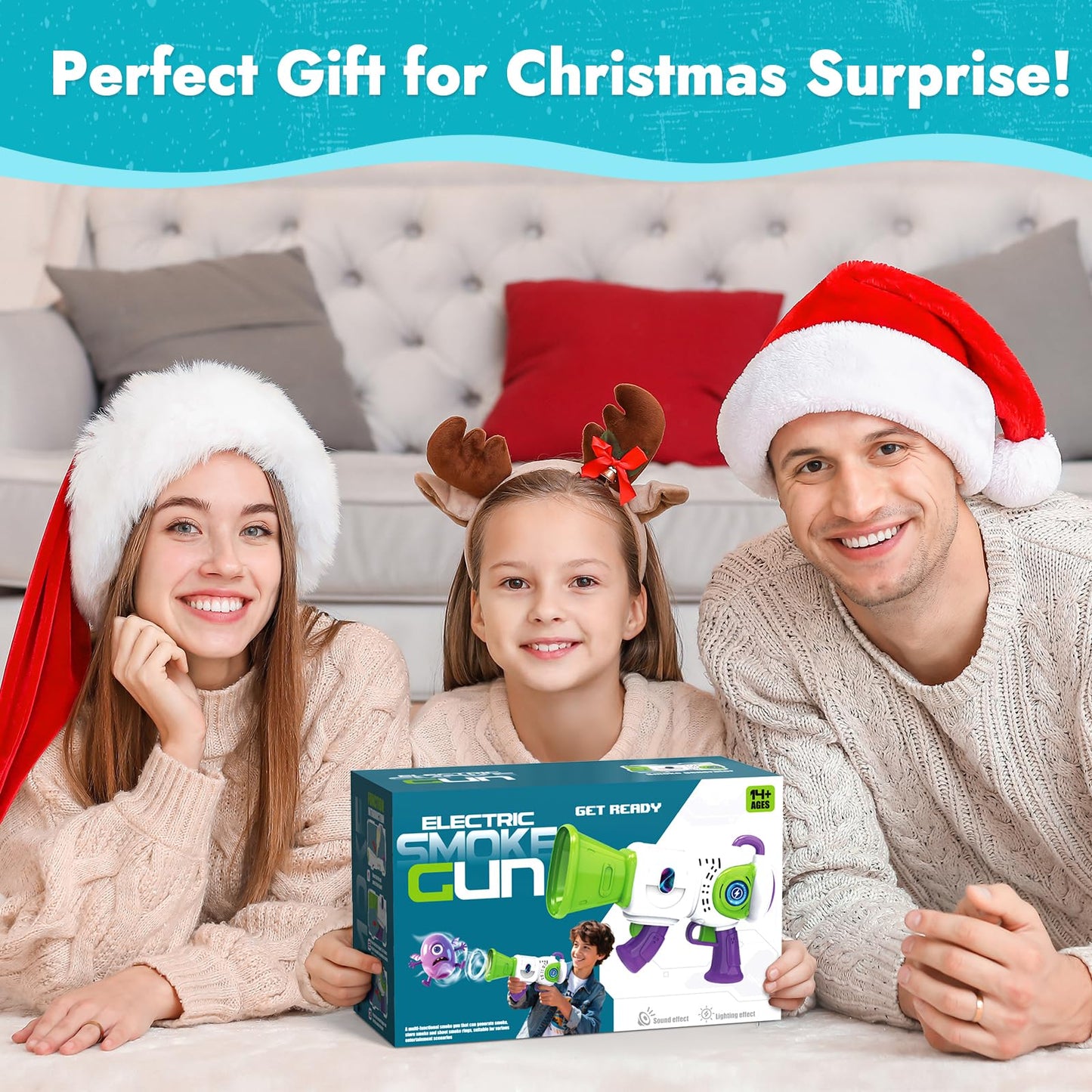 Resosese Fart Gun: Fog Ring Toy with Durian & Cheese Scents, Color-Changing Lights