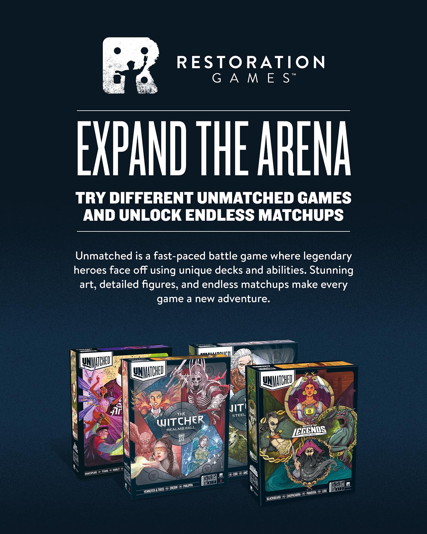 Restoration Games Unmatched The Witcher: Steel & Silver – Strategy Board Game (2-3 Players, 30 Min, Ages 9+)