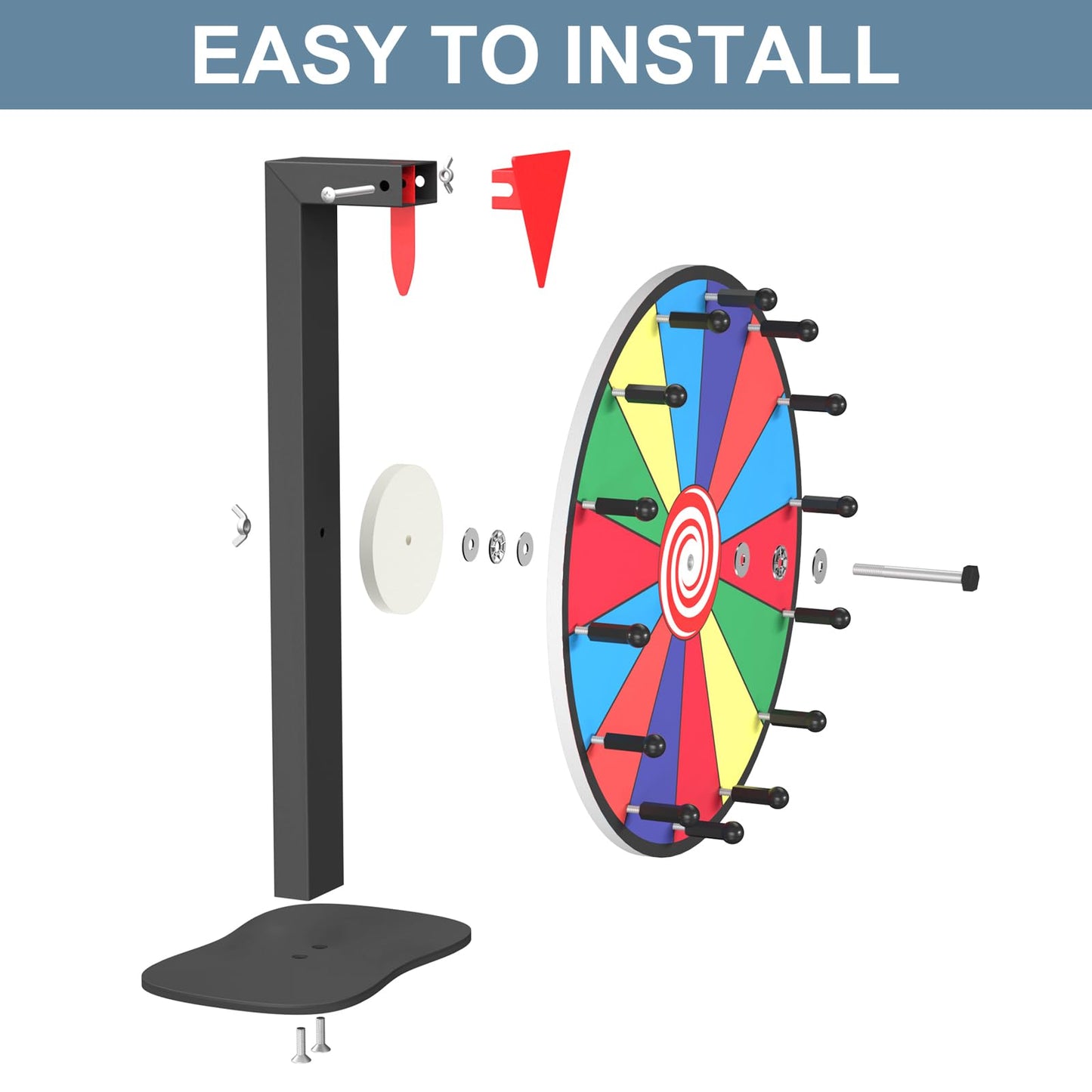 Retbtnm 12 Inch Prize Wheel – 14 Slots, Heavy-Duty Spinner for Classrooms & Parties