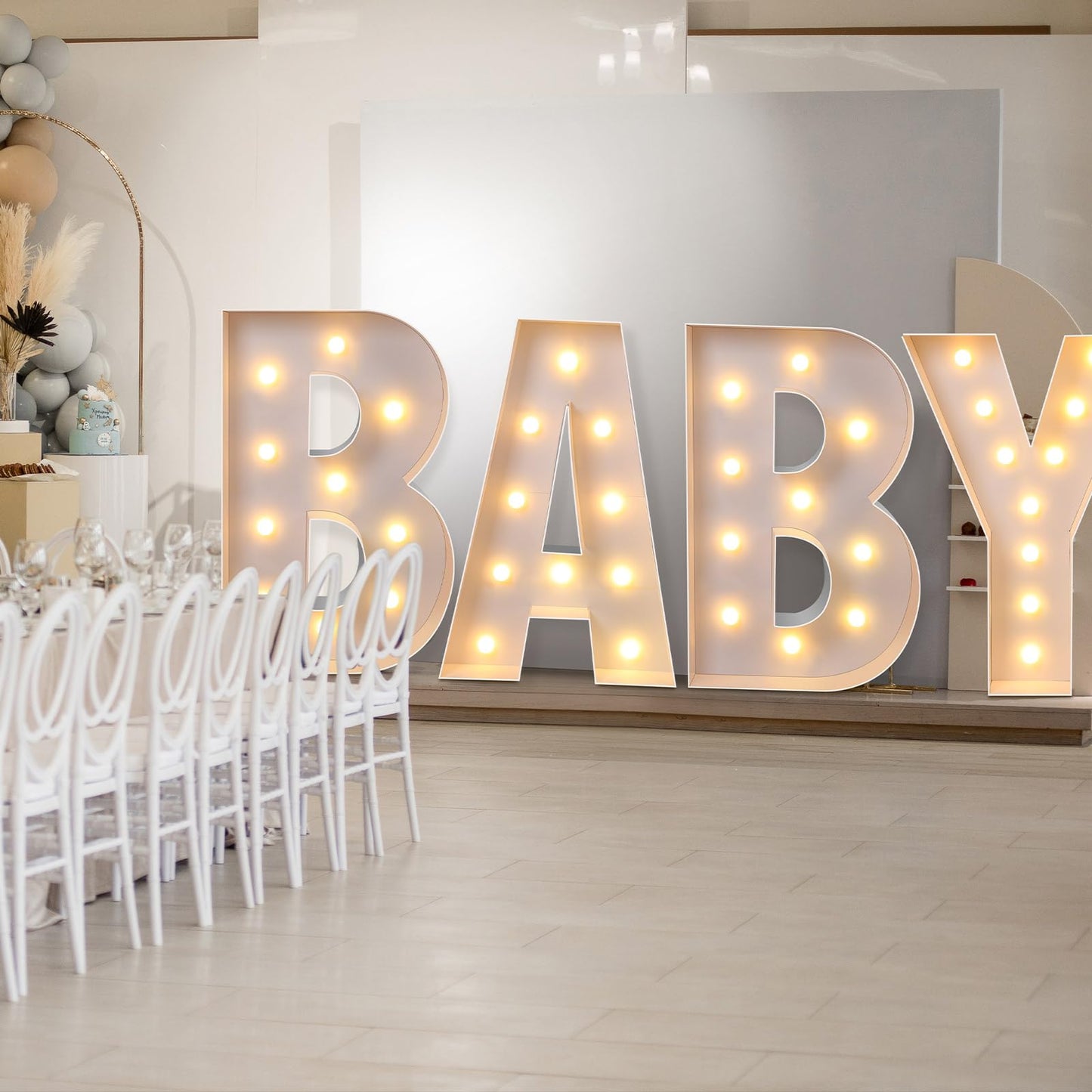 Retisee 3.3 Ft Baby Marquee Letters Lights – Mosaic Balloons Frame Decoration Set