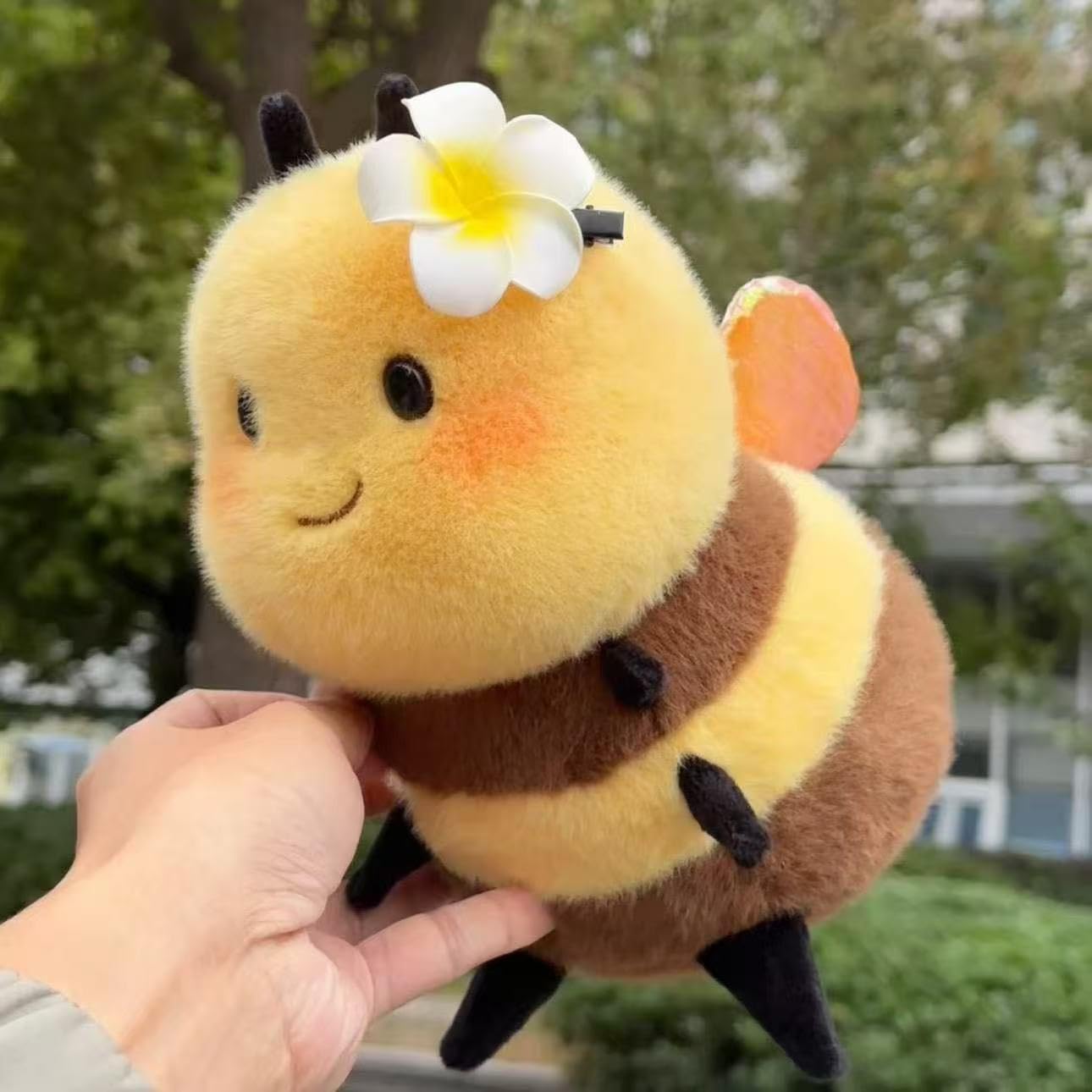 RHHSSE Chubby Smiling Bee Plush - Soft Bumblebee Plush Toy (8 inch)