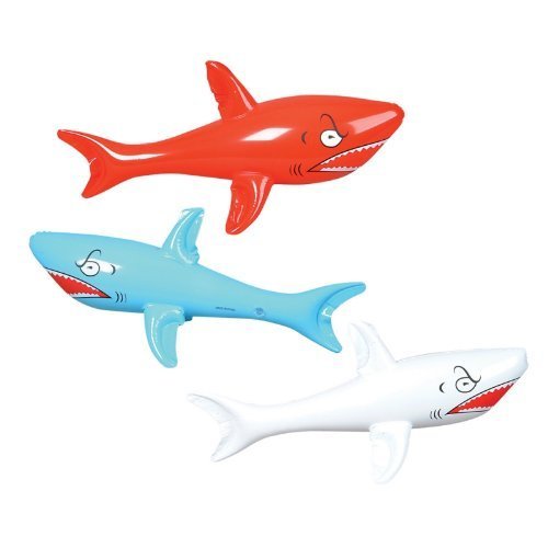 Rhode Island Novelty 3 Jumbo 46in Inflatable Sharks – Party Decor & Pool Toys