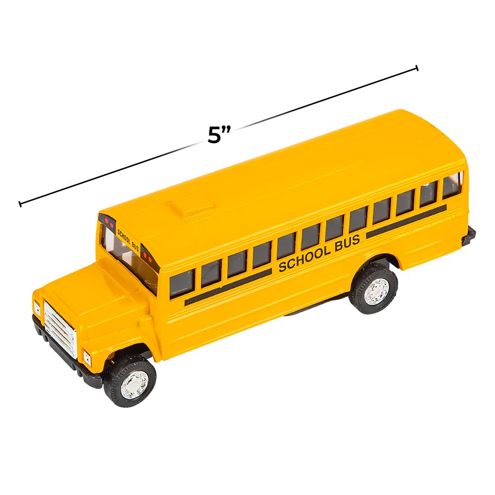 Rhode Island Novelty 5-Inch Die Cast School Bus with Pull-Back Action - 1 Per Order