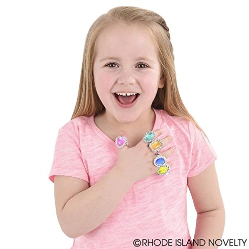 Rhode Island Novelty Plastic Jewel Rings – 24 Count Assortment for Dress-Up & Parties