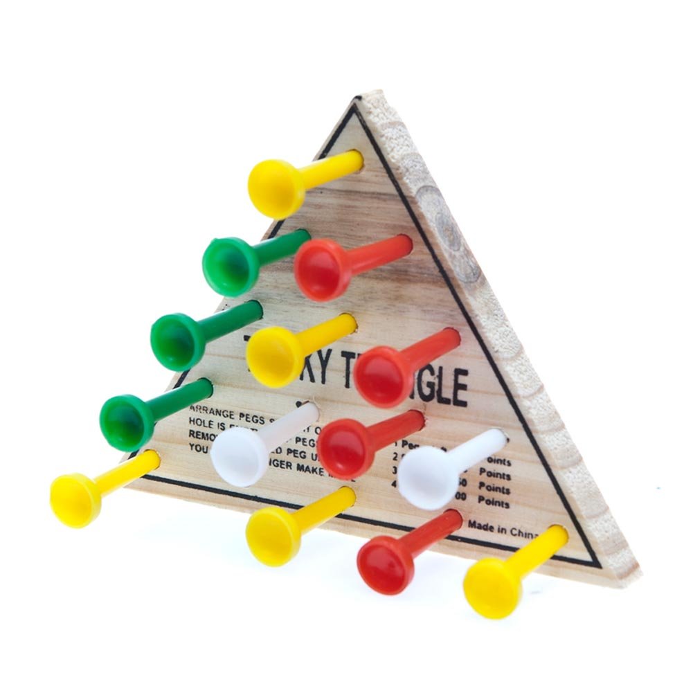 Rhode Island Novelty 4.5-Inch Wooden Triangle Game | Portable Family Puzzle