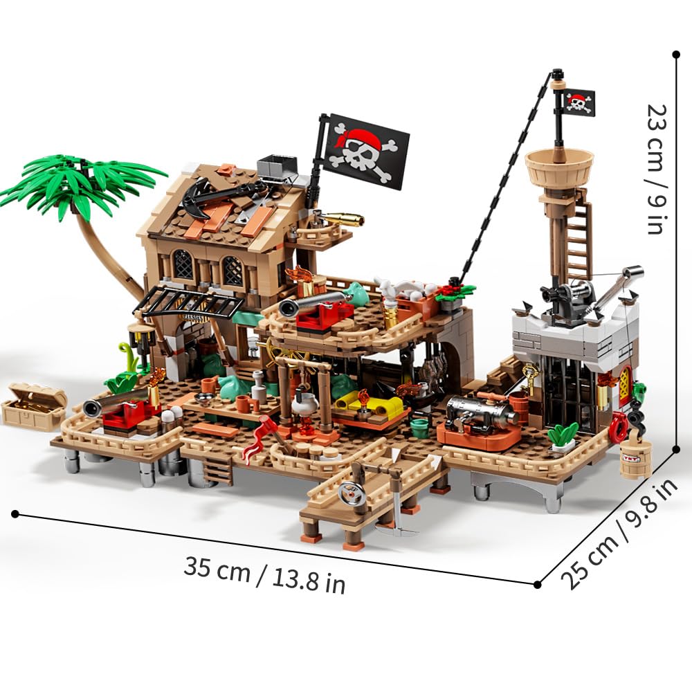RiceBlock Pirate Town House Building Sets – 943 Pieces | Pirate Wharf Supply Center