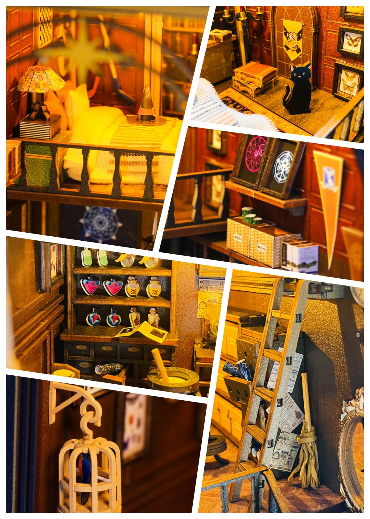 RICFURPET Mira DIY Book Nook Kit with Music Box | 3D Wooden Dollhouse with LED