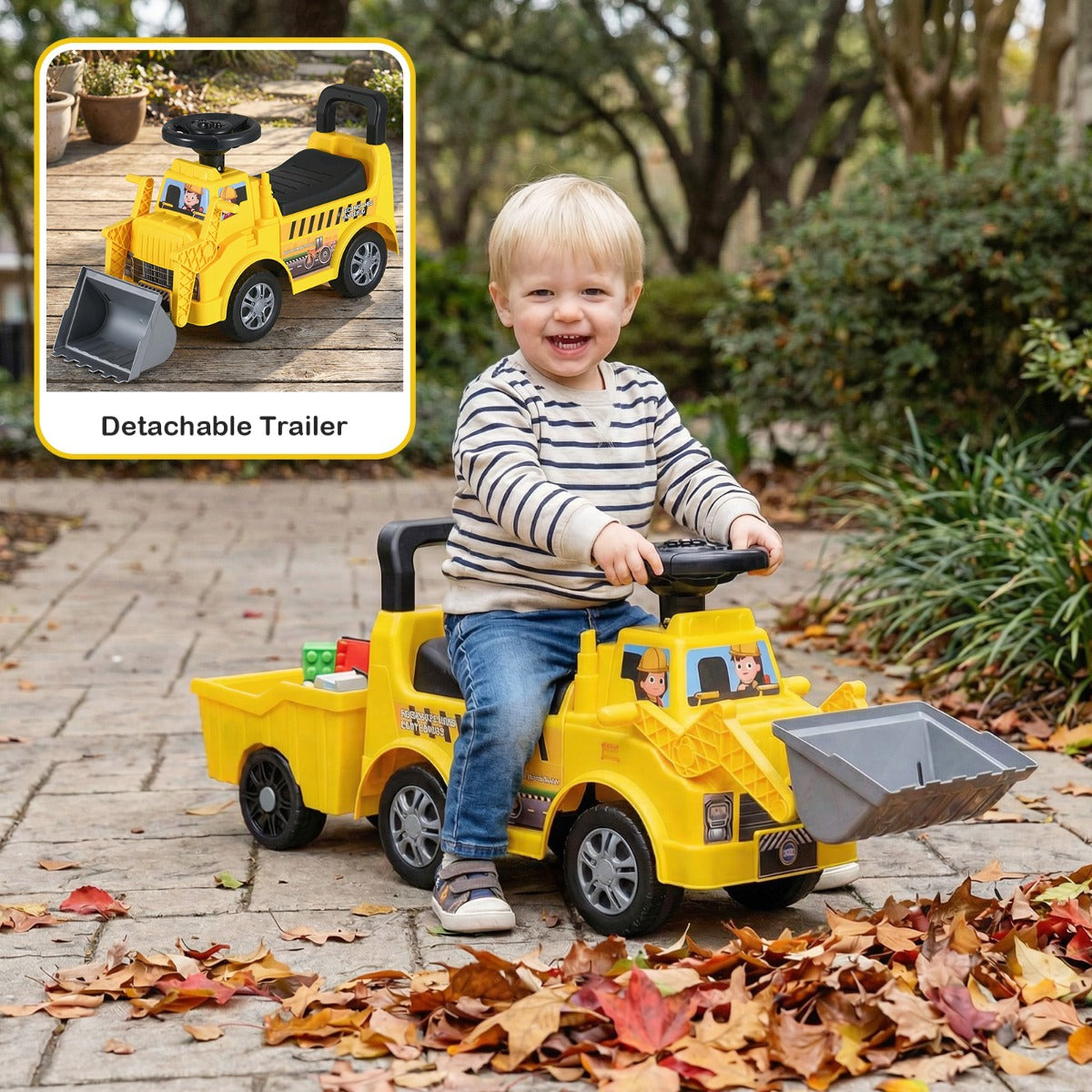 Ride on Excavator Kids Digger Ride on Push Car with Shovel