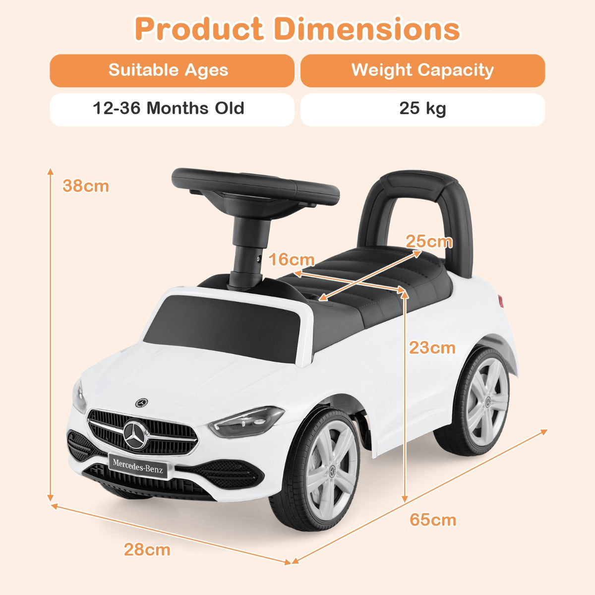 Ride on Sliding Car with Steering Wheel with Horn and Engine Sound-Black
