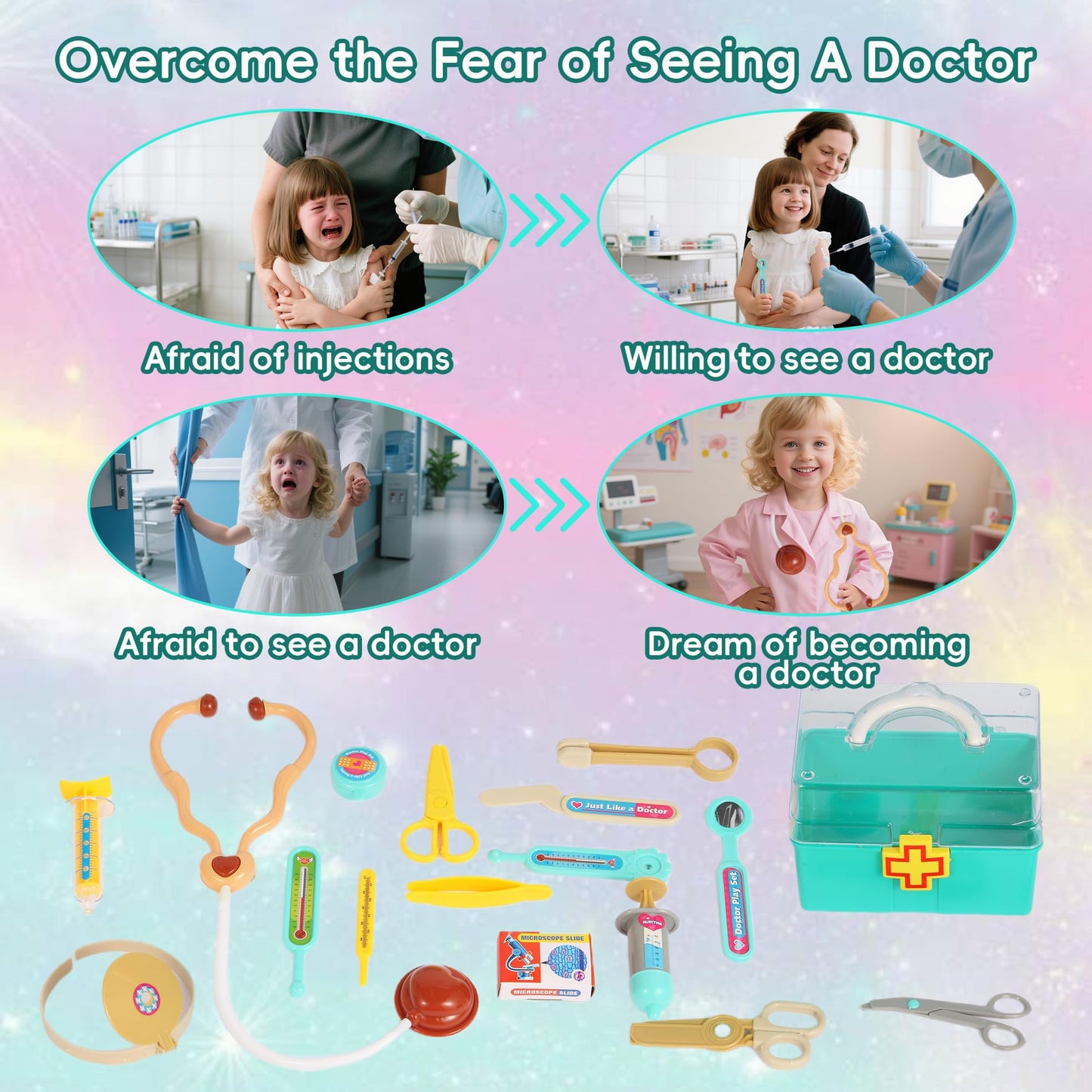 RILUKICH Doctor Kit for Kids 3-5 — Pretend Play Medical Toy Set with Carry Bag