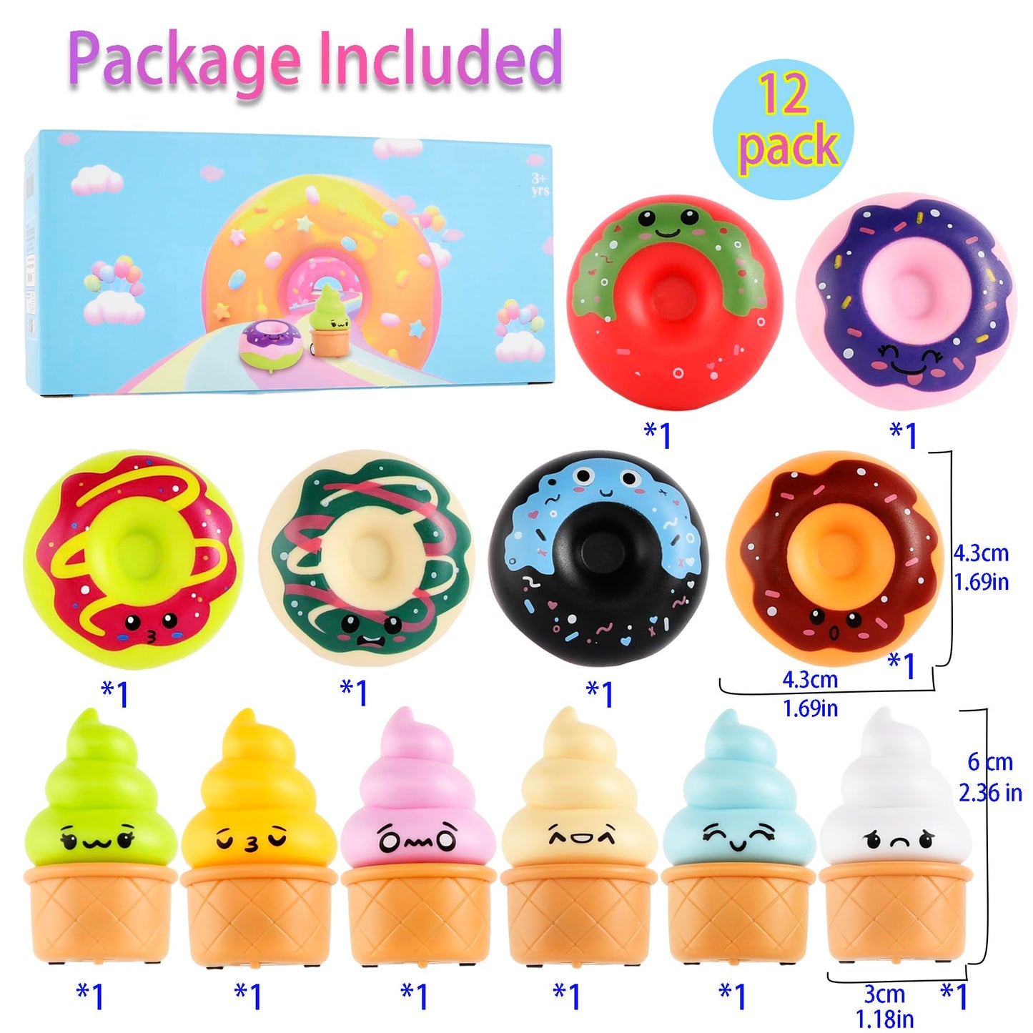 ritastar 12-Piece Donut & Cupcake Pull-Back Cars Set | Party Favors
