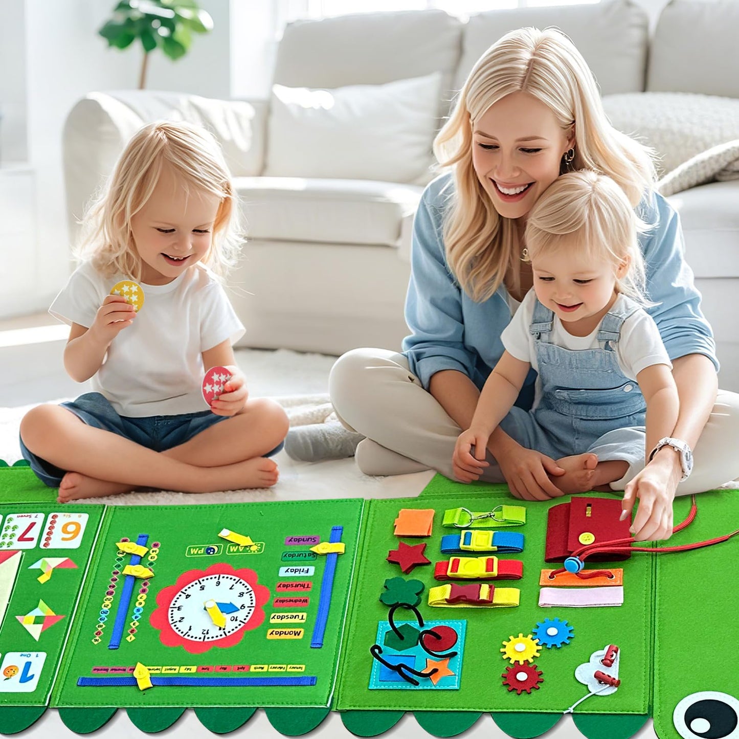 Rivibou Crocodile Foldable Montessori Busy Board for Toddlers (3+ Years) | Wall Panel