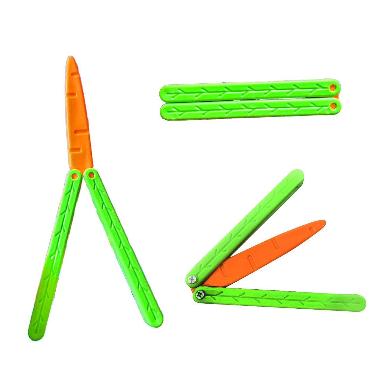 RMISODO Carrot Butterfly Fidget Knife Toy – 2-Pack, Green, 3D-Printed, Durable