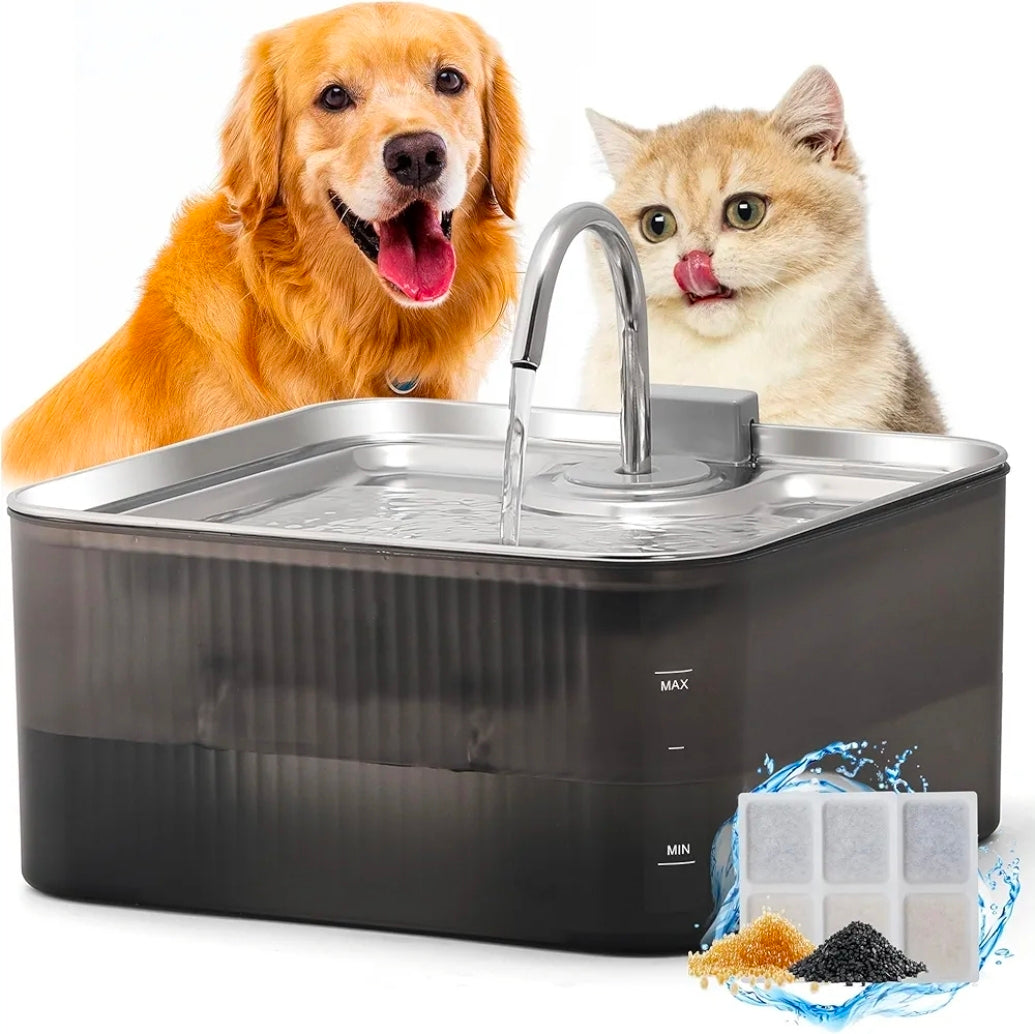 XL Cat & Dog Water Fountain - 7L Ultra Quiet Pump (28.5dB) & 4-Stage Filter System Stainless Steel
