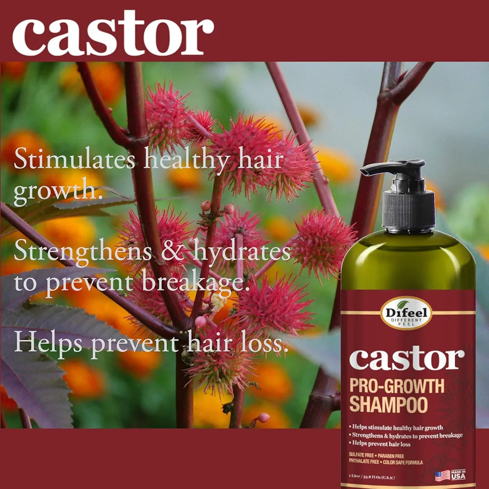 Difeel Castor Pro-Growth Shampoo for Stronger, Thicker Hair 12 oz