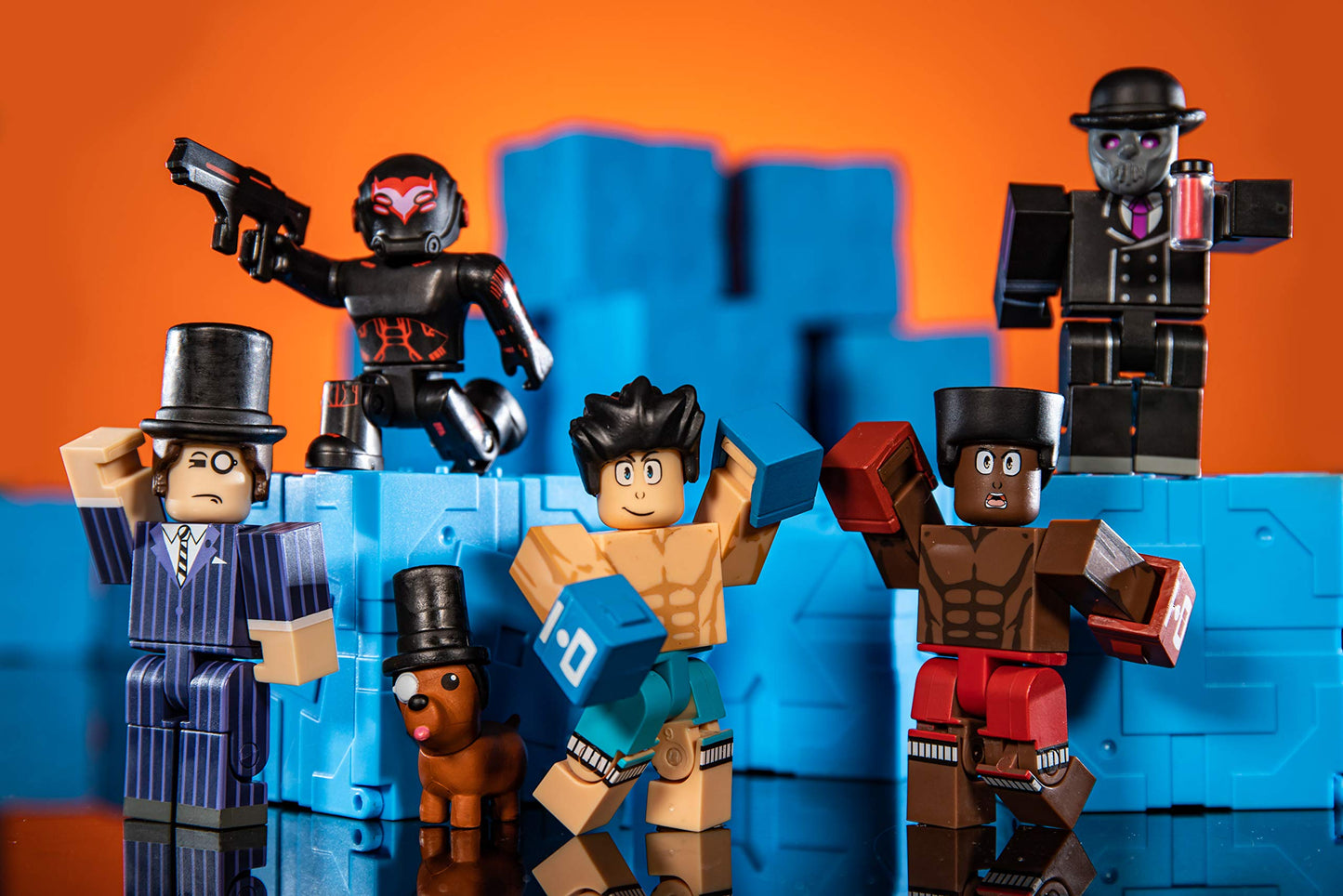Roblox Action Collection Series 9 Mystery Figure 6-Pack | 6 Exclusive Virtual Item Codes (Blue)