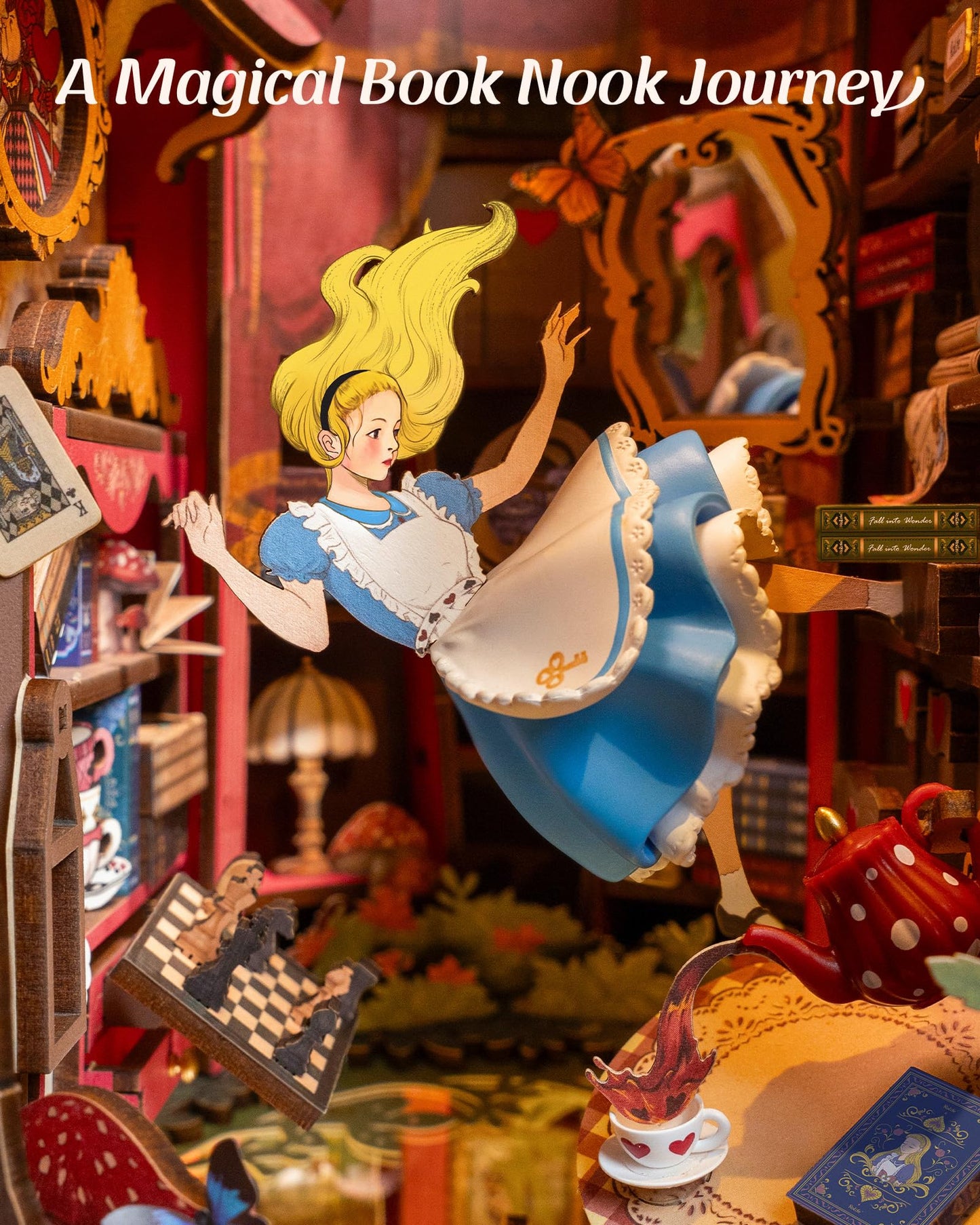 Robotime Book Nook Kit | Fairy Tale Princess 3D Wooden Puzzle Bookends for Adults & Teens