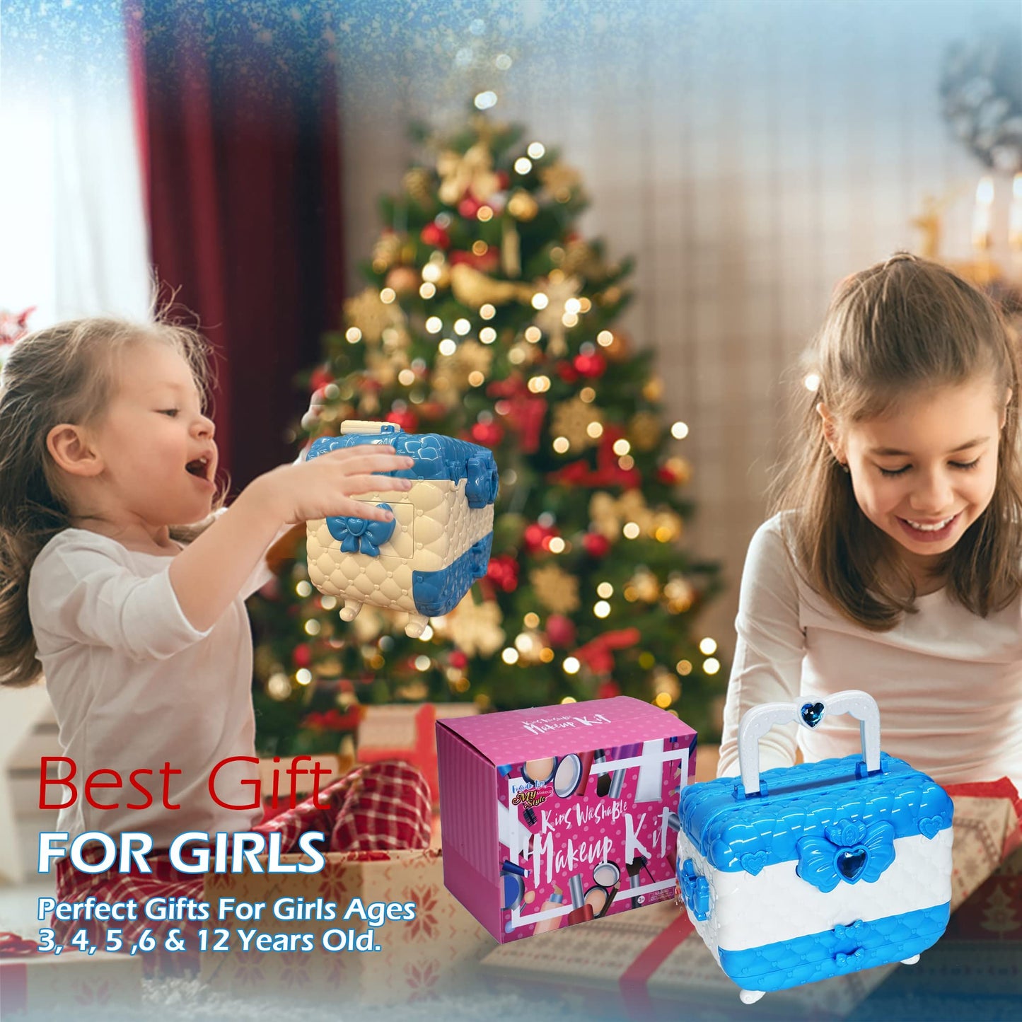 ROKKES Kids Makeup Sets for Girls 5-8 | 57-Piece Play Makeup Kit