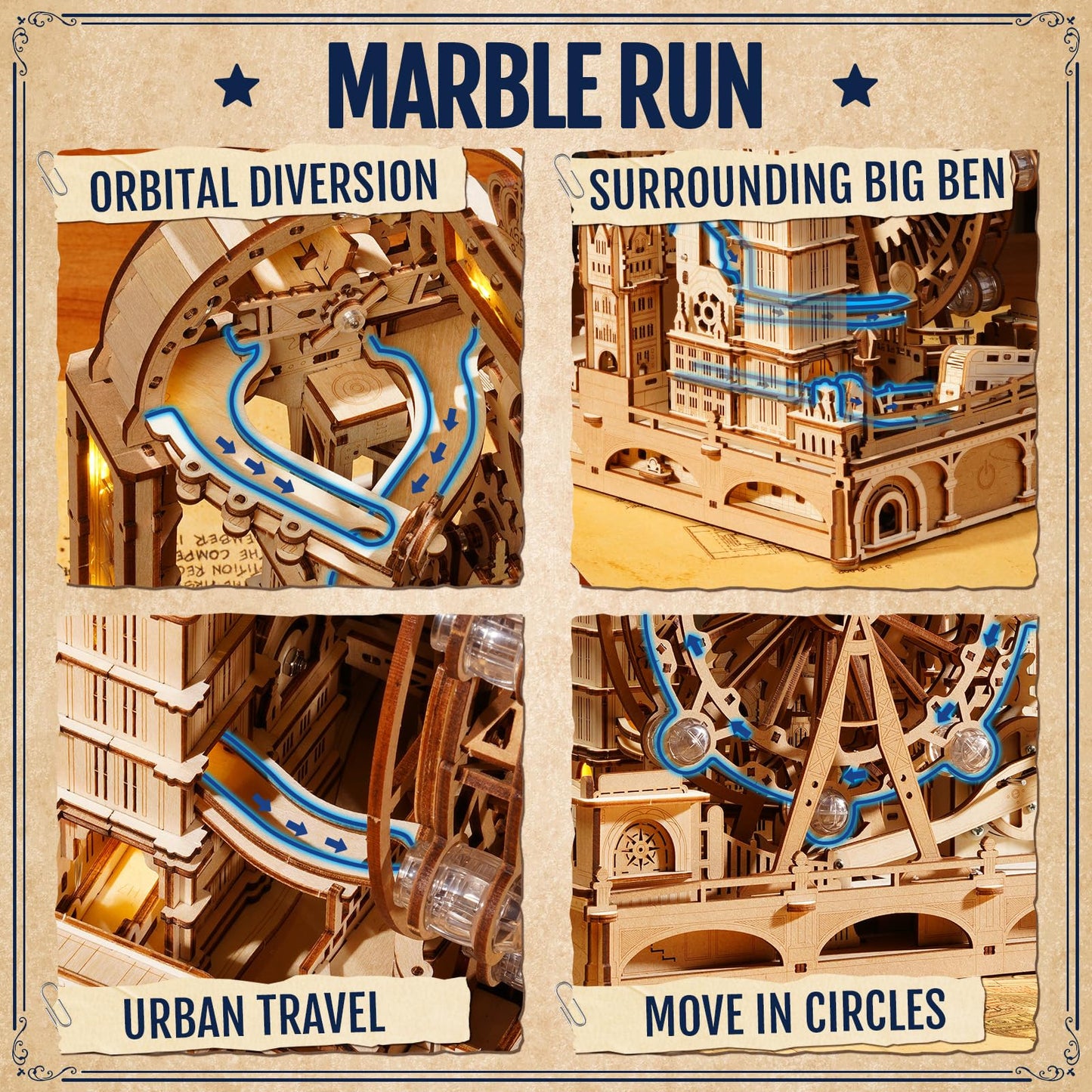 ROKR 3D Wooden Puzzle for Adults | Marble Travel London – 431-Piece