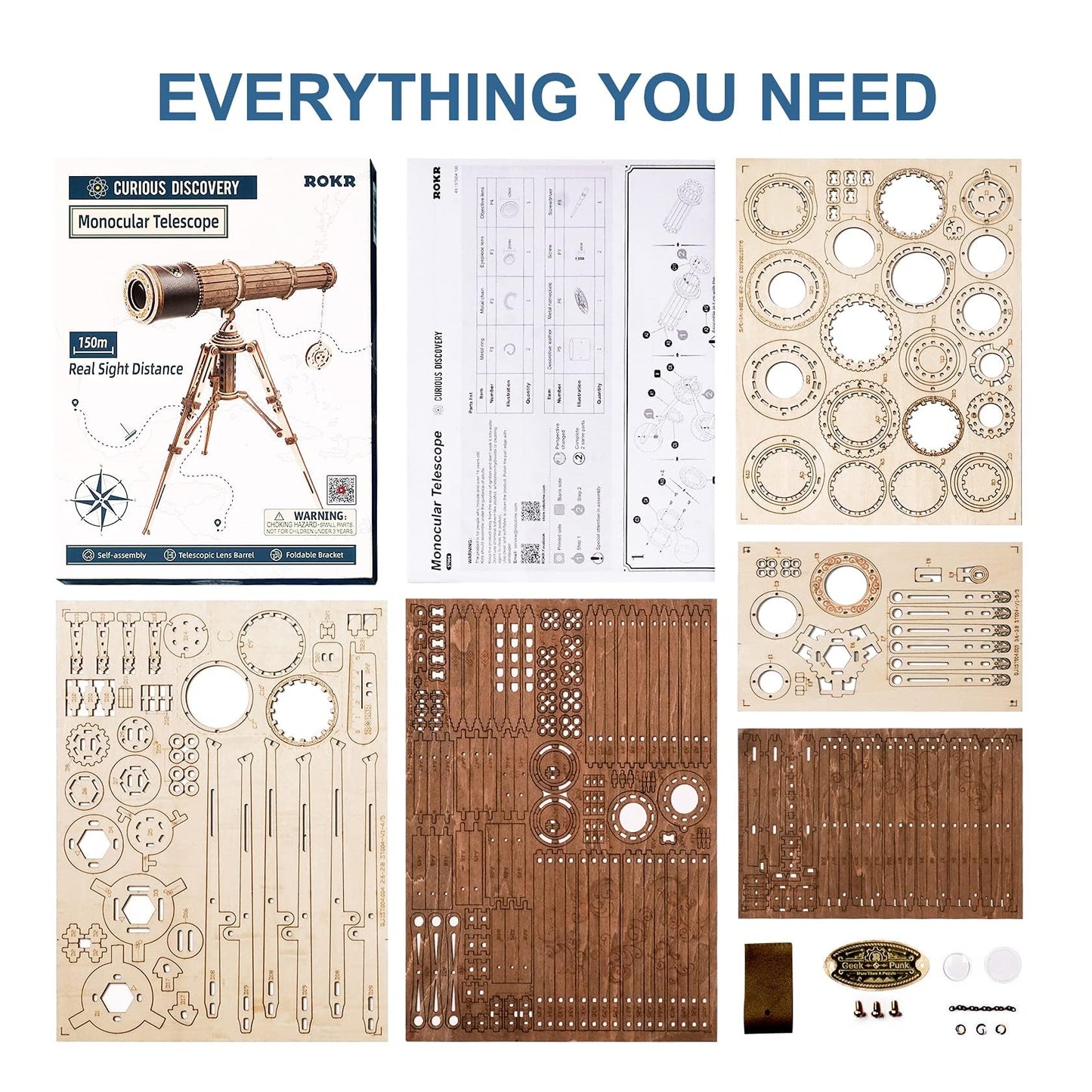 ROKR 3D Wooden Puzzles — DIY Model Kits for Adults With Monocular Telescope