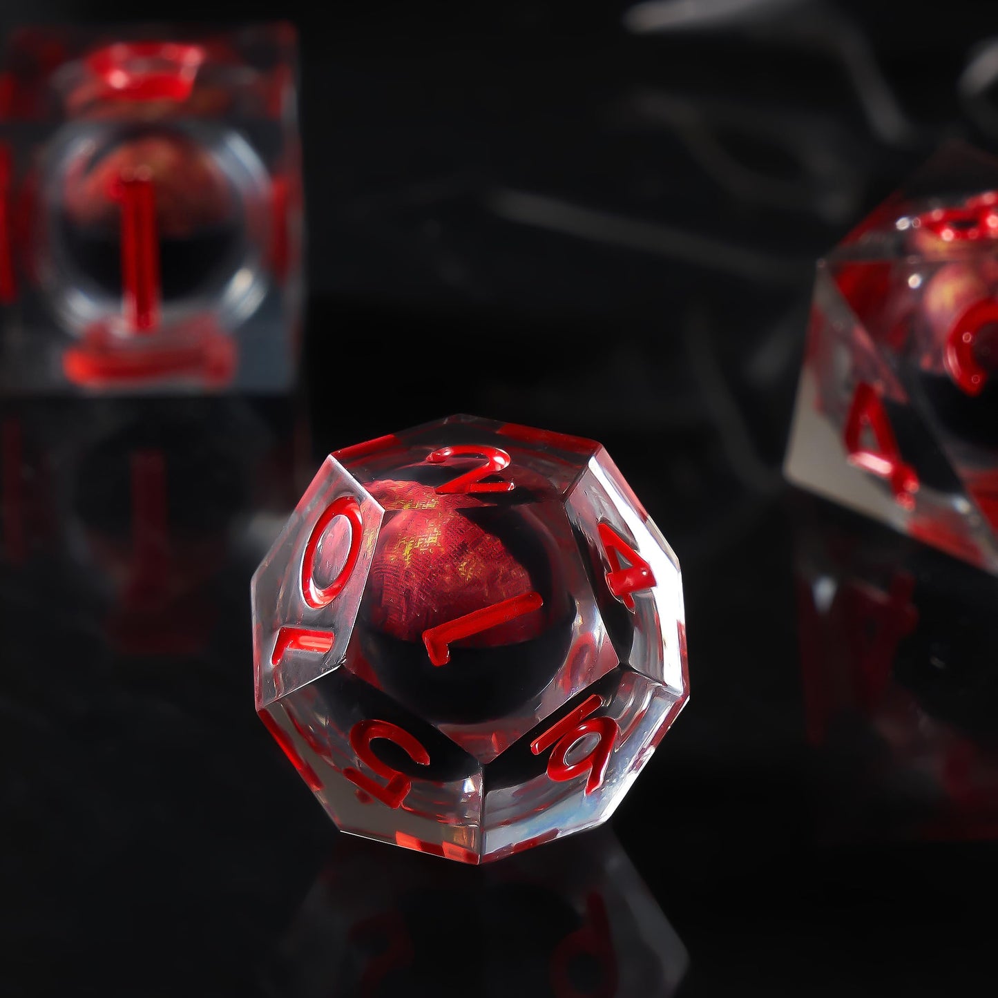 Role dice Dragon Eye DND Dice Set – 7pc Liquid Core, Gift Box, Handmade Sharp Edge (Red)