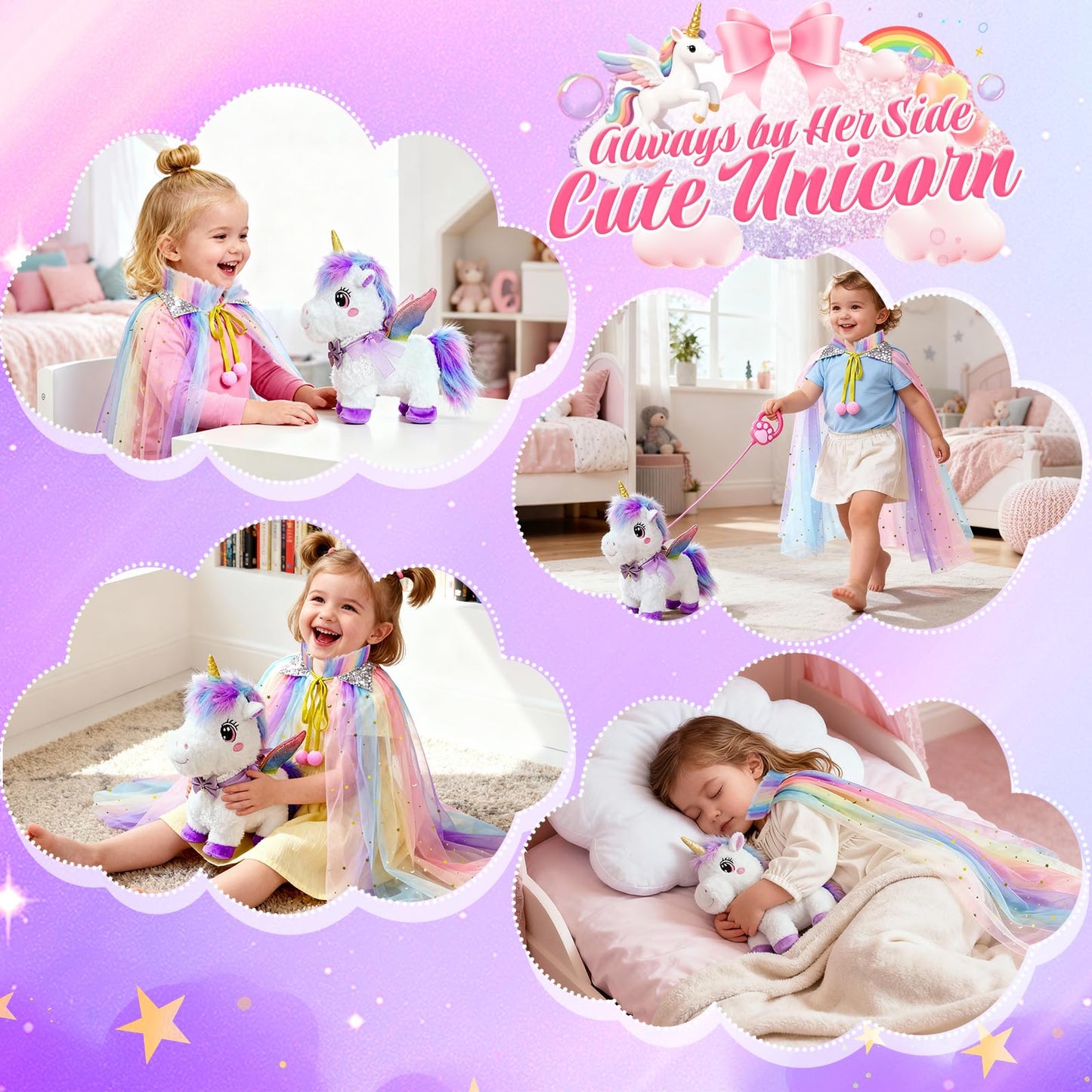 Rolevoria Unicorn Toys for Girls 3–6 | Interactive Walking, Singing Plush Unicorn