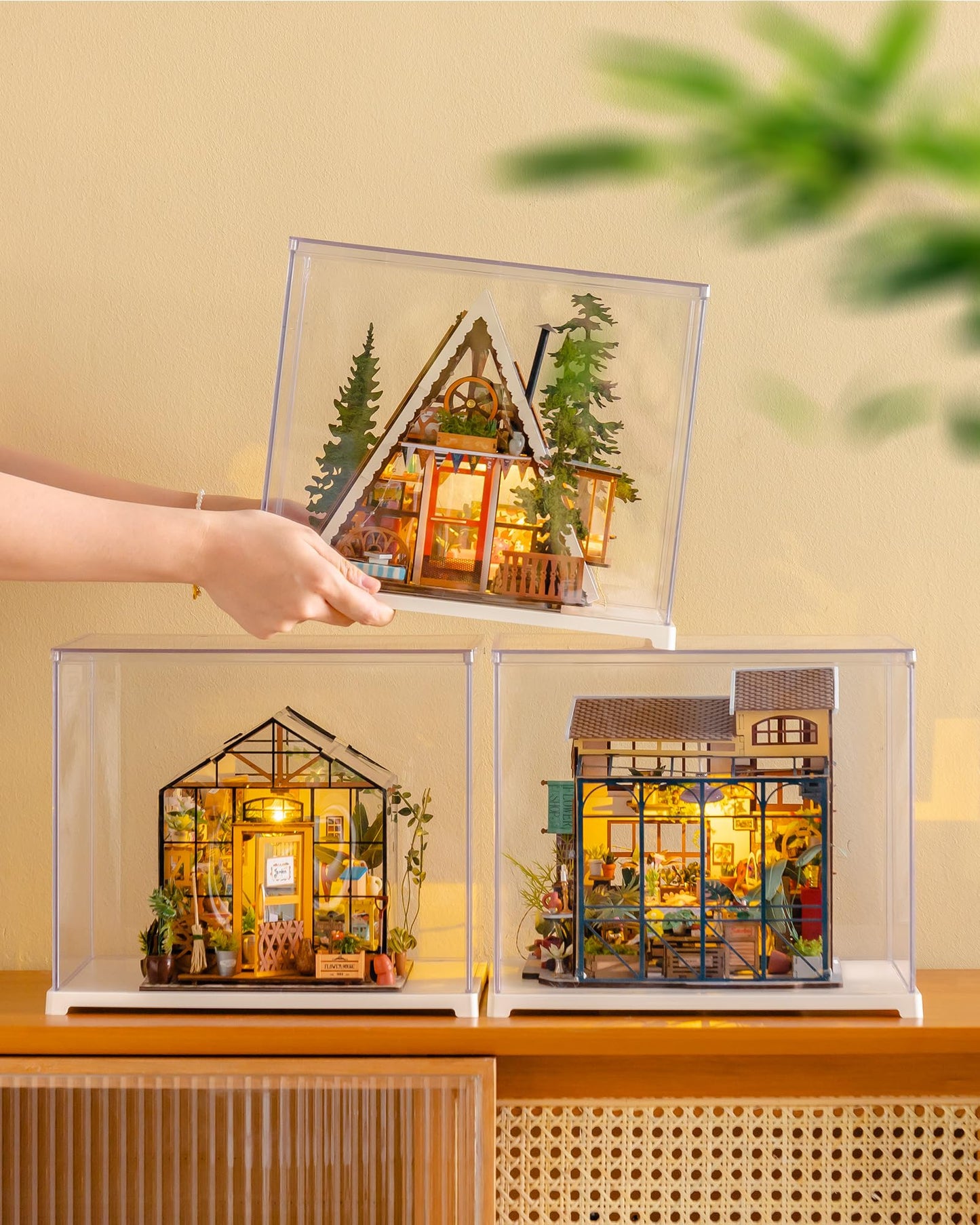 Rolife A-Frame Cabin Dollhouse Kit for Adults — DIY Miniature House, 336 Pieces, No Glue