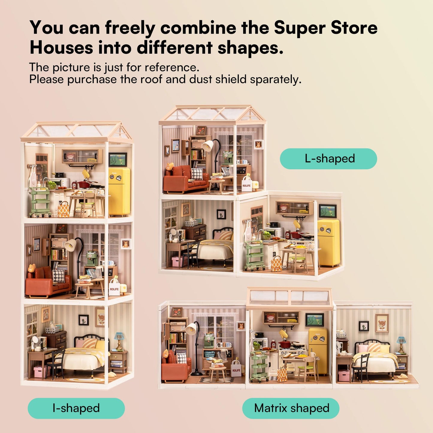 Rolife DIY Miniature Kitchen Build Set with LED | Interconnectable Diorama Kit