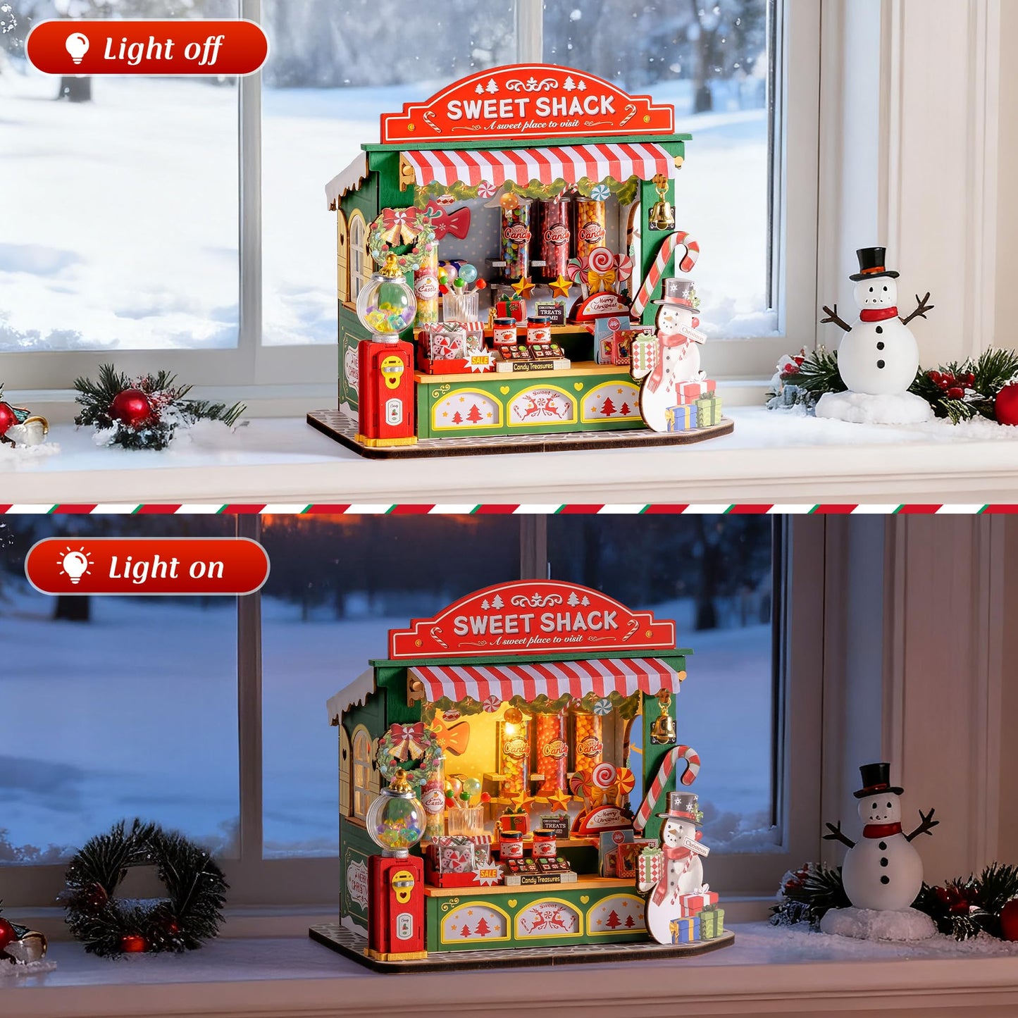 Rolife DIY Miniature Christmas Candy Stand Kit – 170Pcs for Adults & Family