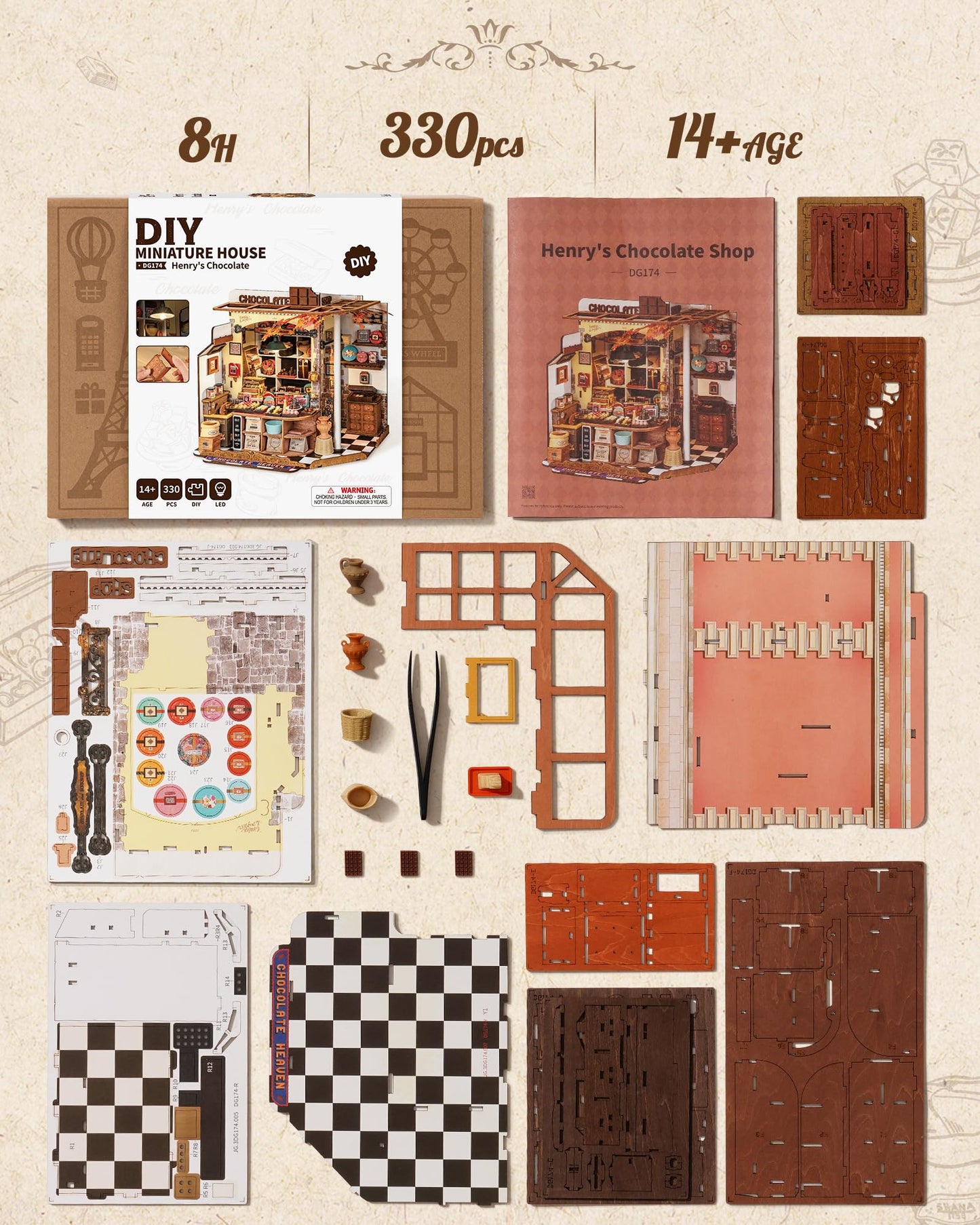 Rolife Henry's Chocolate Shop DIY Miniature Kit — Tiny Book Nook & 3D Puzzle