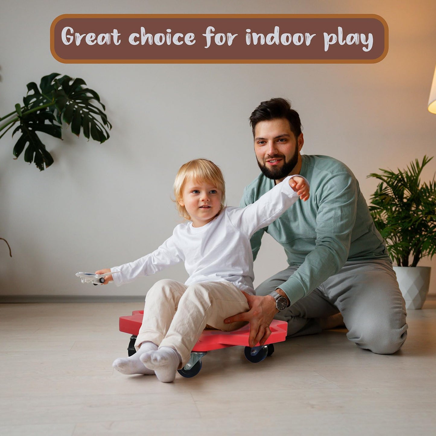 romrex 2 Plastic Scooter Board with Handles for Kids — Indoor & Outdoor Play