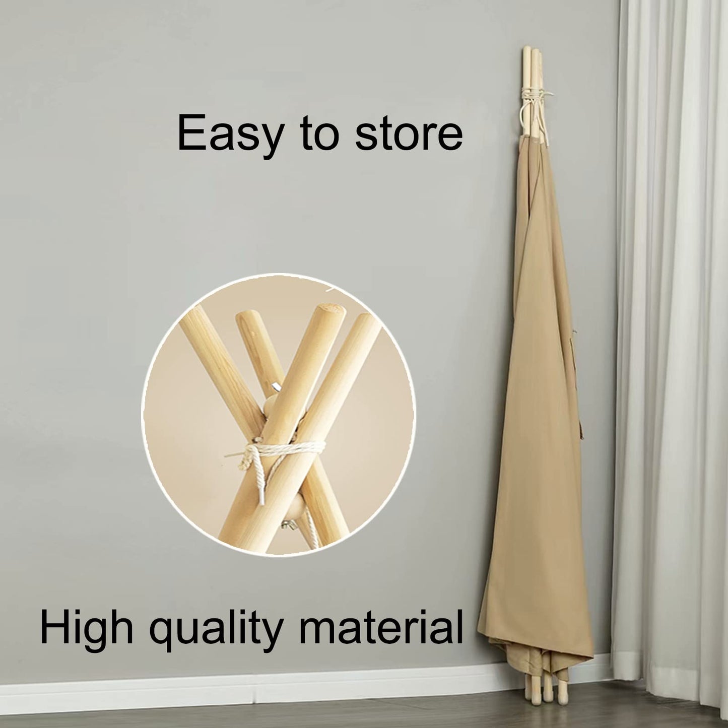 RongFa Teepee Tent for Kids – Portable Indoor/Outdoor Play Tent in Khaki