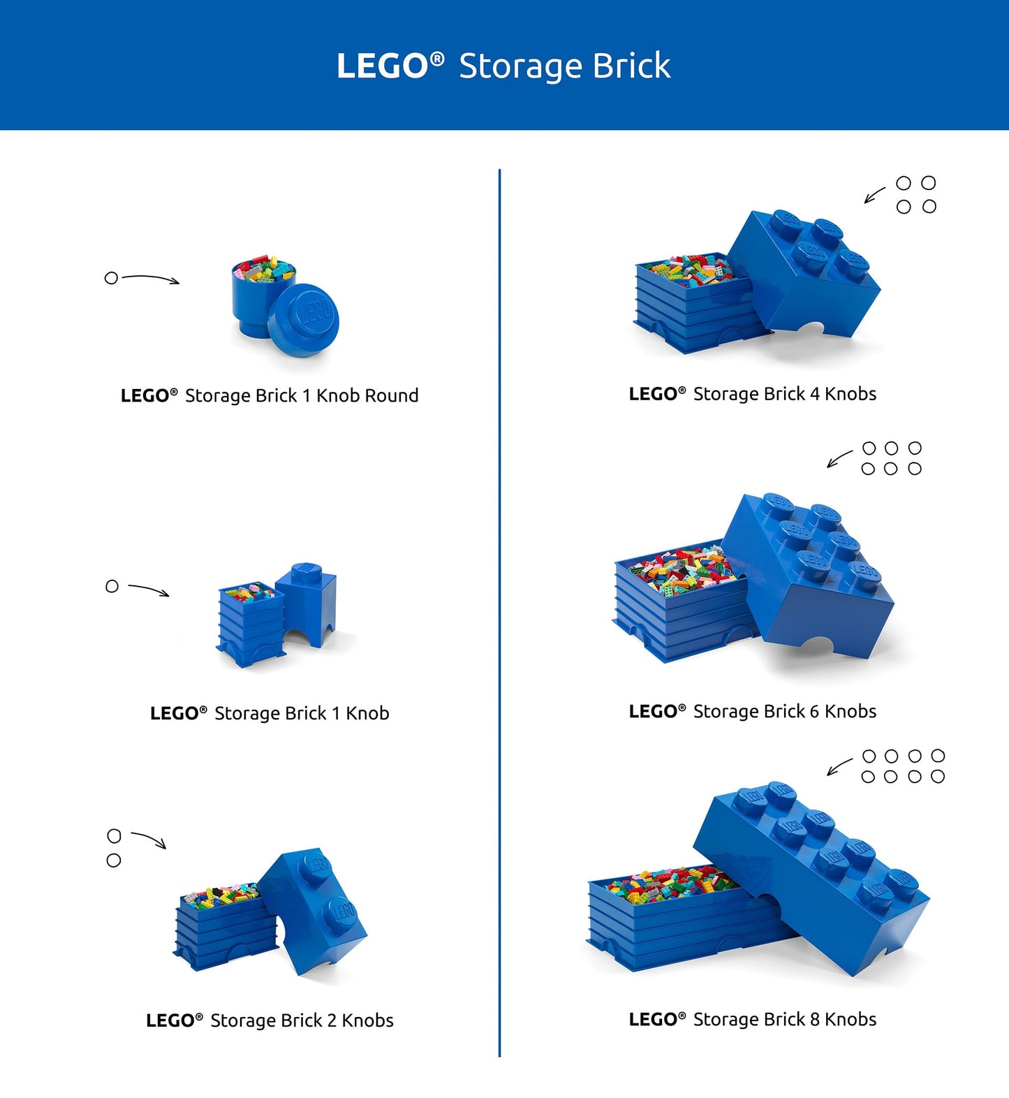 Room Copenhagen LEGO Brick Box Stackable Storage Containers – Brick 8, Bright Red, 19.69 x 9.84 x 7.09 in