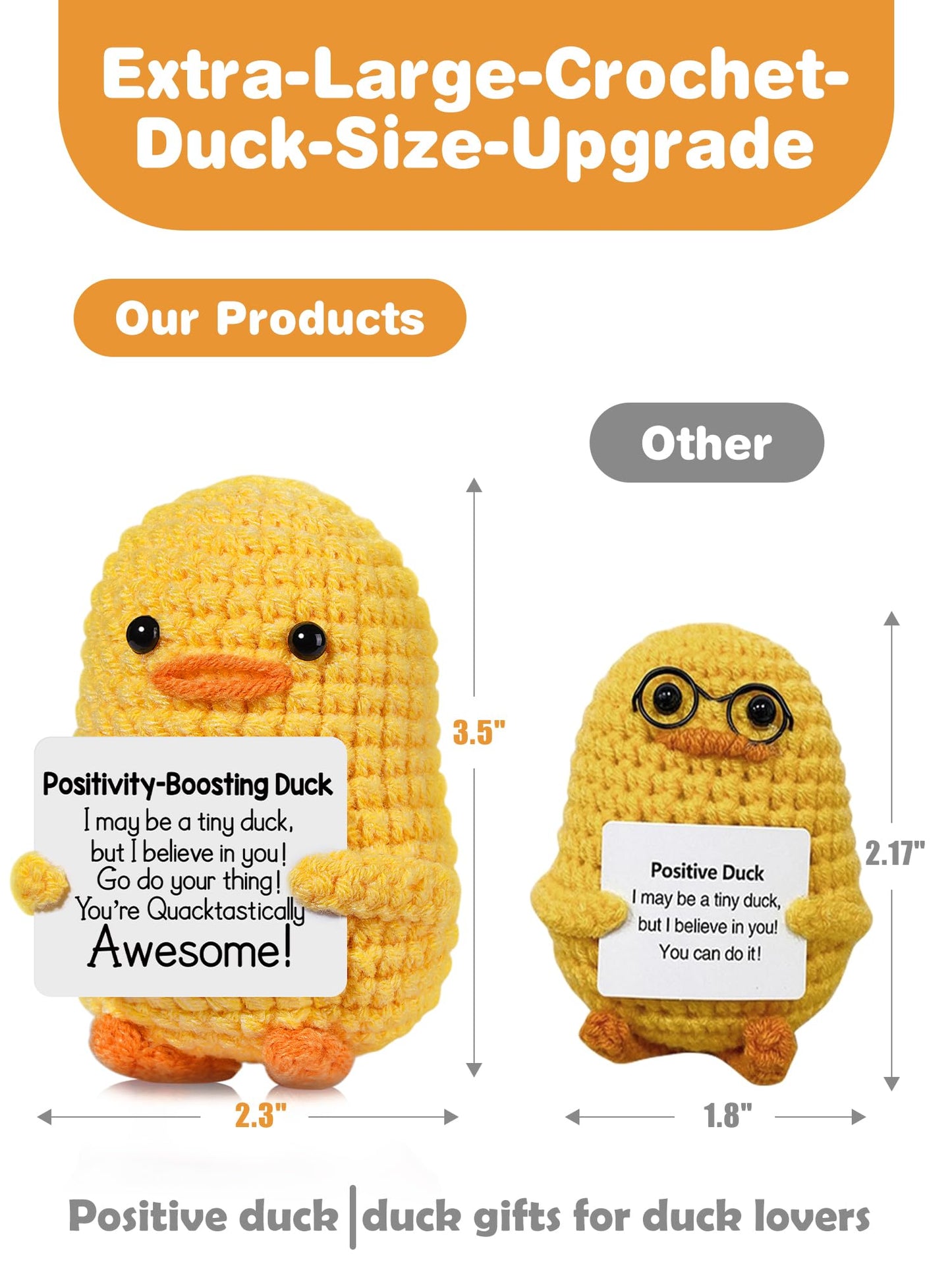 RoomyRoc Positive Affirmation Crochet Duck – Handmade Desk Decor & Mood-Boosting Toy