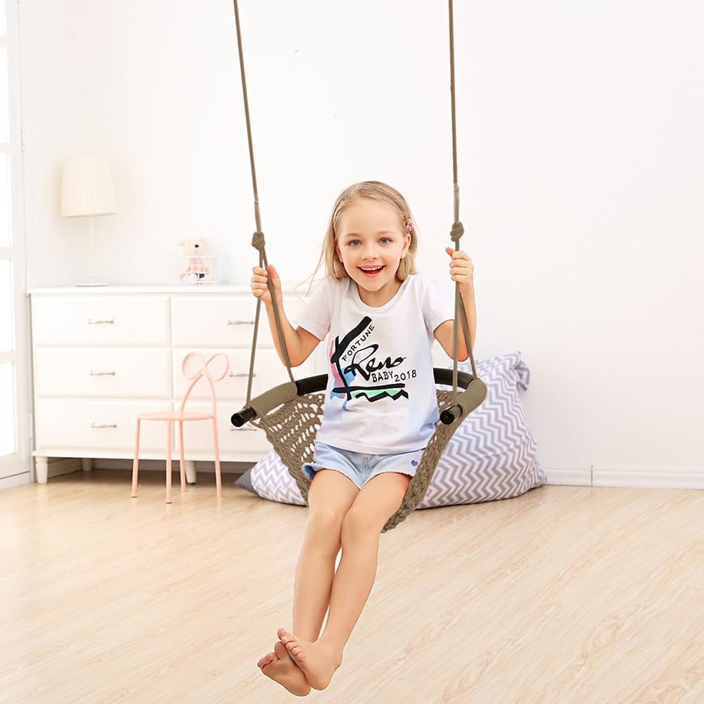 ROPECUBE Hand-Knitting Toddler Swing – Adjustable Rope Seat for Indoor & Outdoor Play