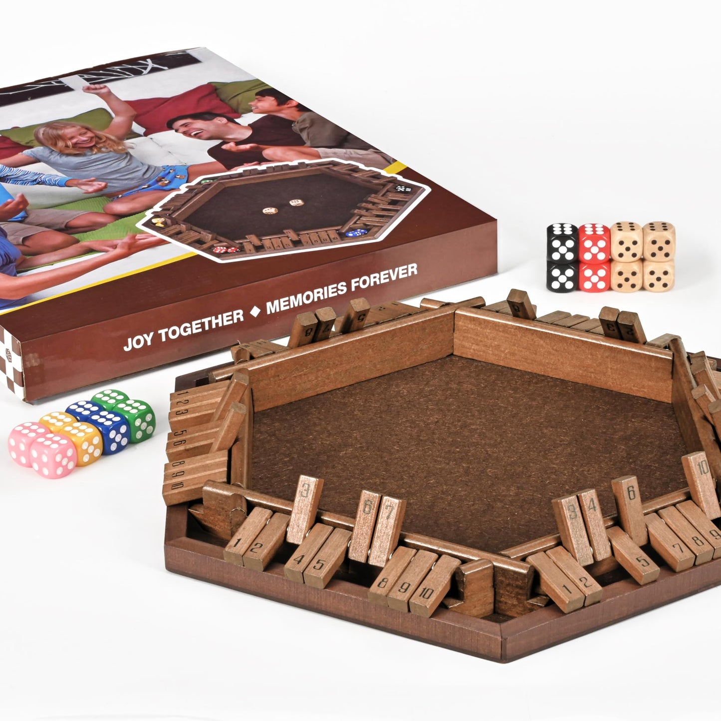 ropoda 6-Way Shut The Box Game – Upgraded Wooden Dice Game for 1-6 Players | Family Night Fun