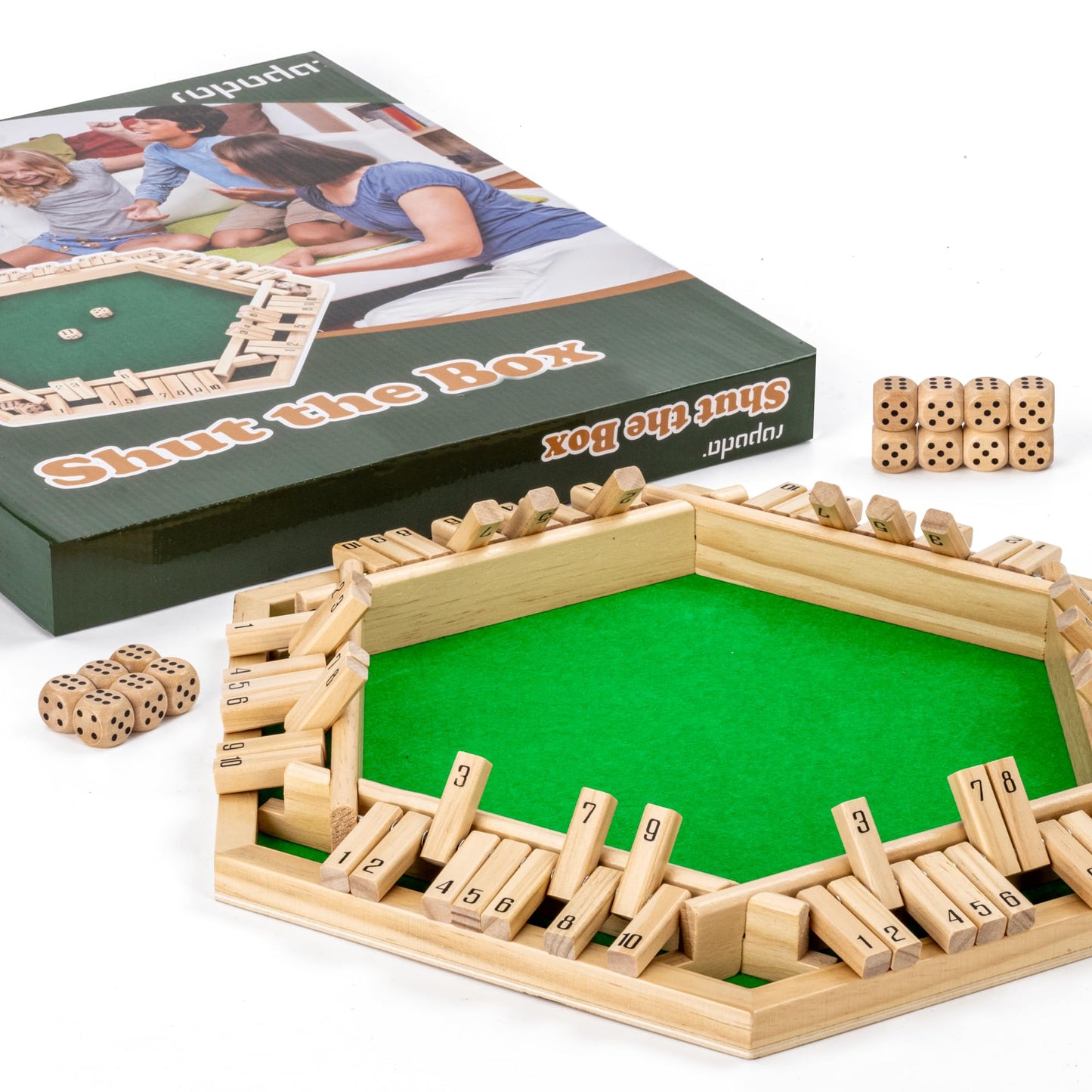 ropoda Shut The Box Game – Upgraded Wooden Dice Game for 1-6 Players, Family Fun